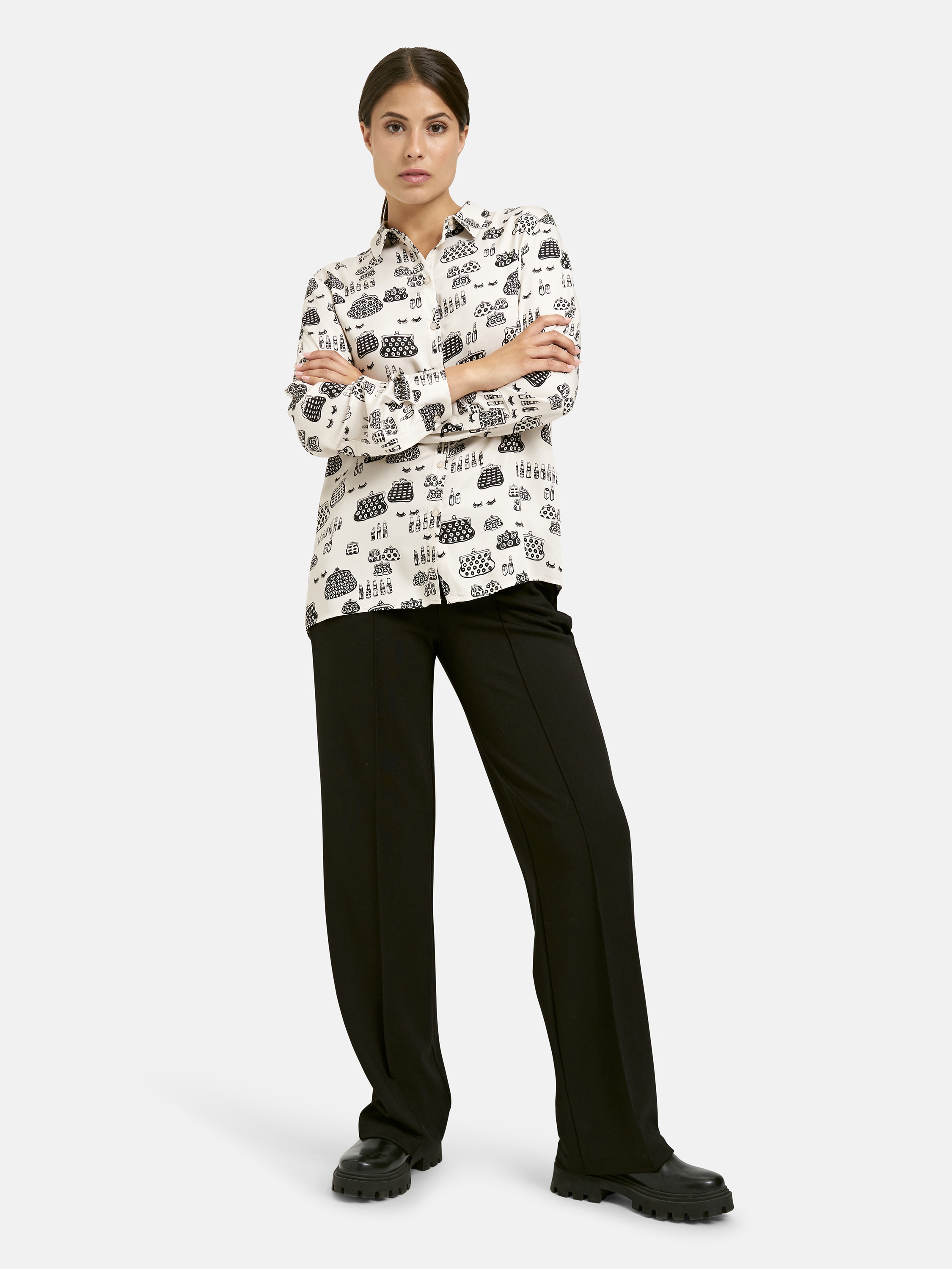 Milano Italy Langarmbluse mit Kellerfalte im Rücken