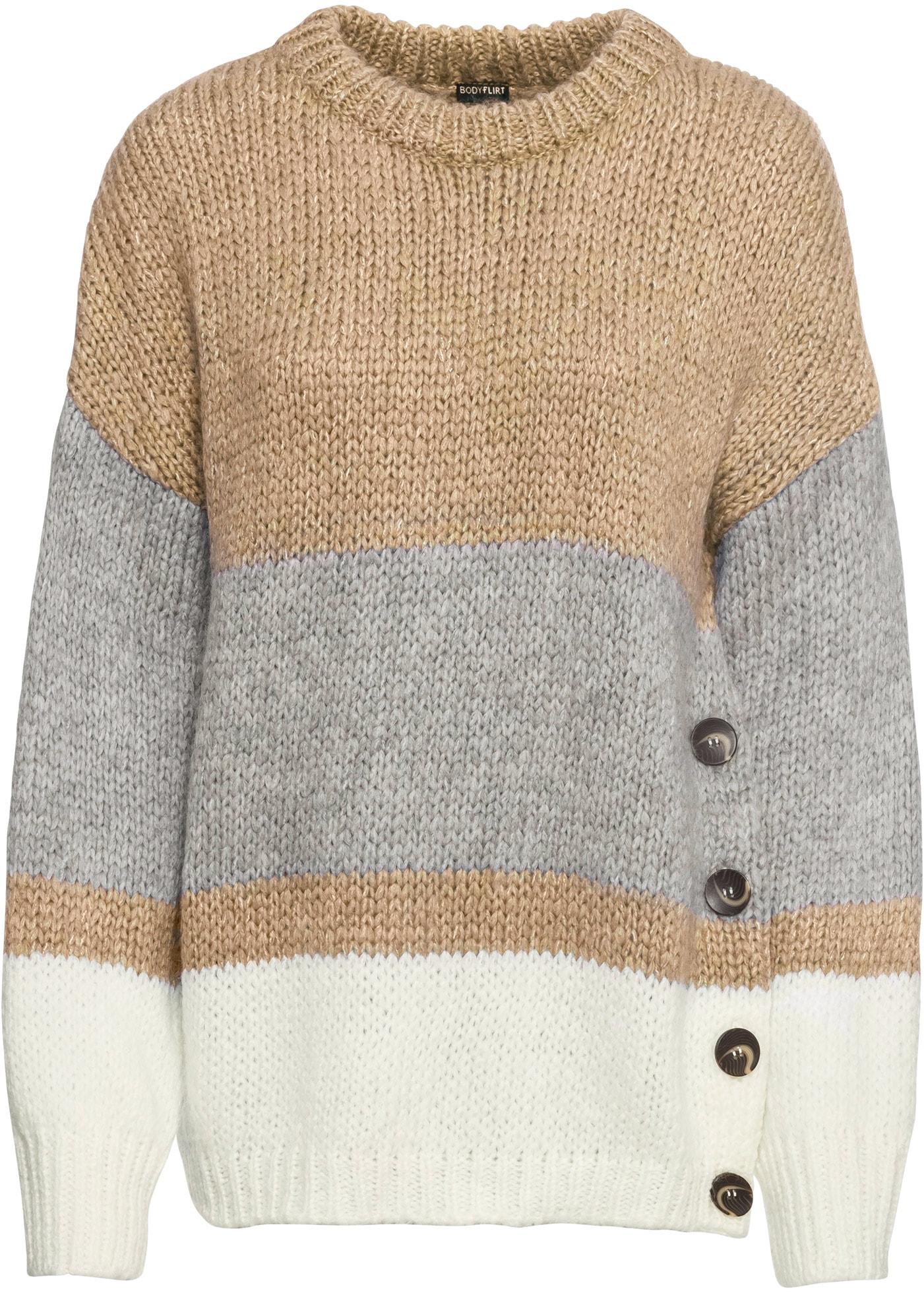 bonprix Strickpullover Oversize-Pullover mit Zierknöpfen