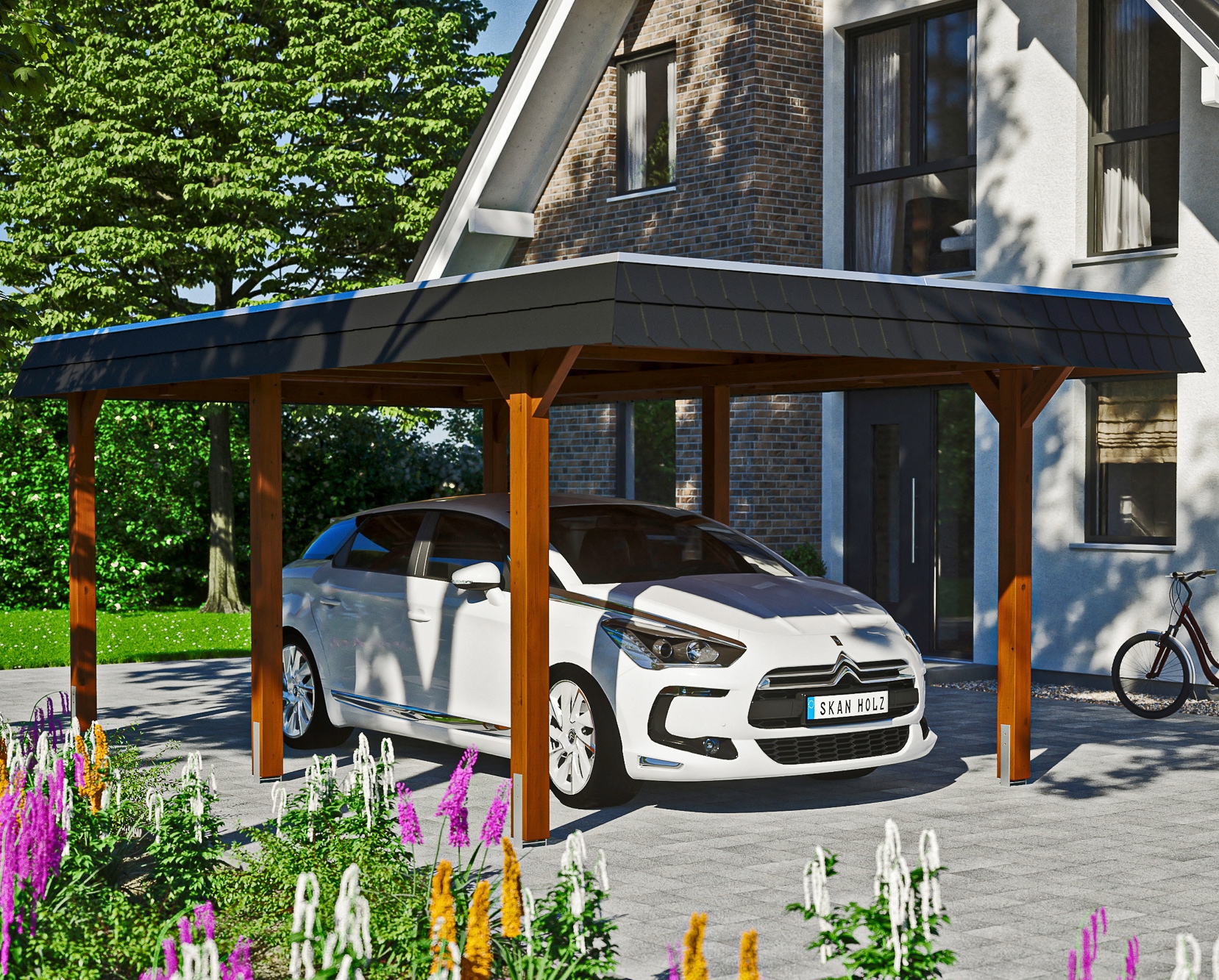 Skanholz Einzelcarport "Wendland" Leimholz 291 cm braun