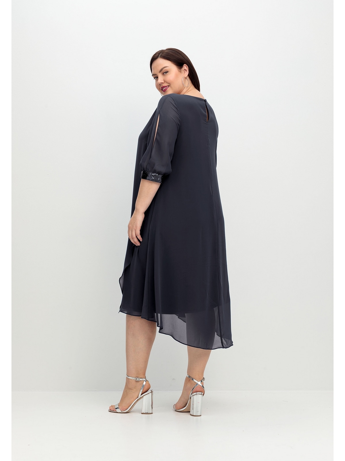 Sheego Abendkleid »Große Größen«, aus Georgette, mit geschlitztem Ärmel