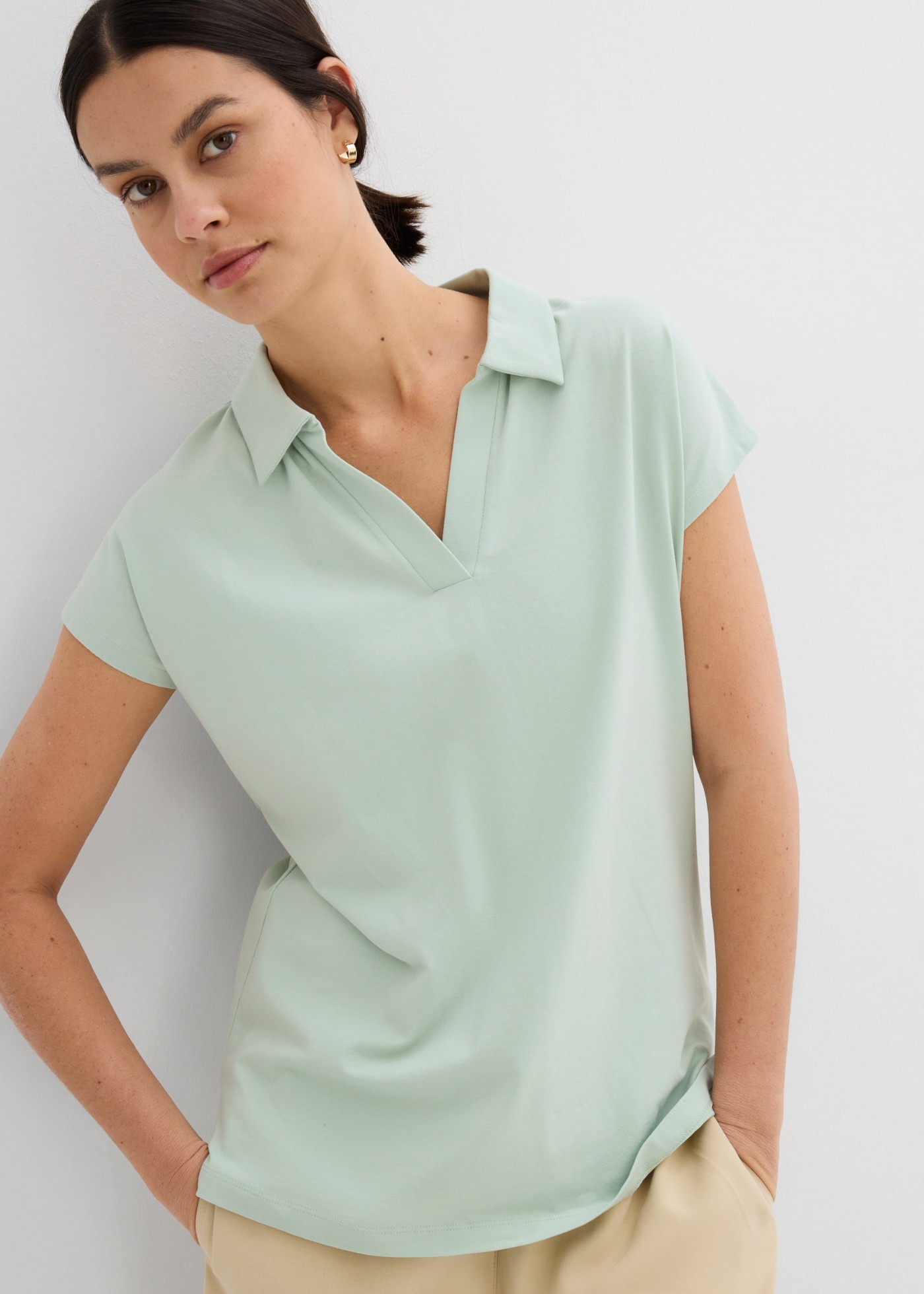 bonprix Regular Fit Passform, Kurzarm, offener Polokragen