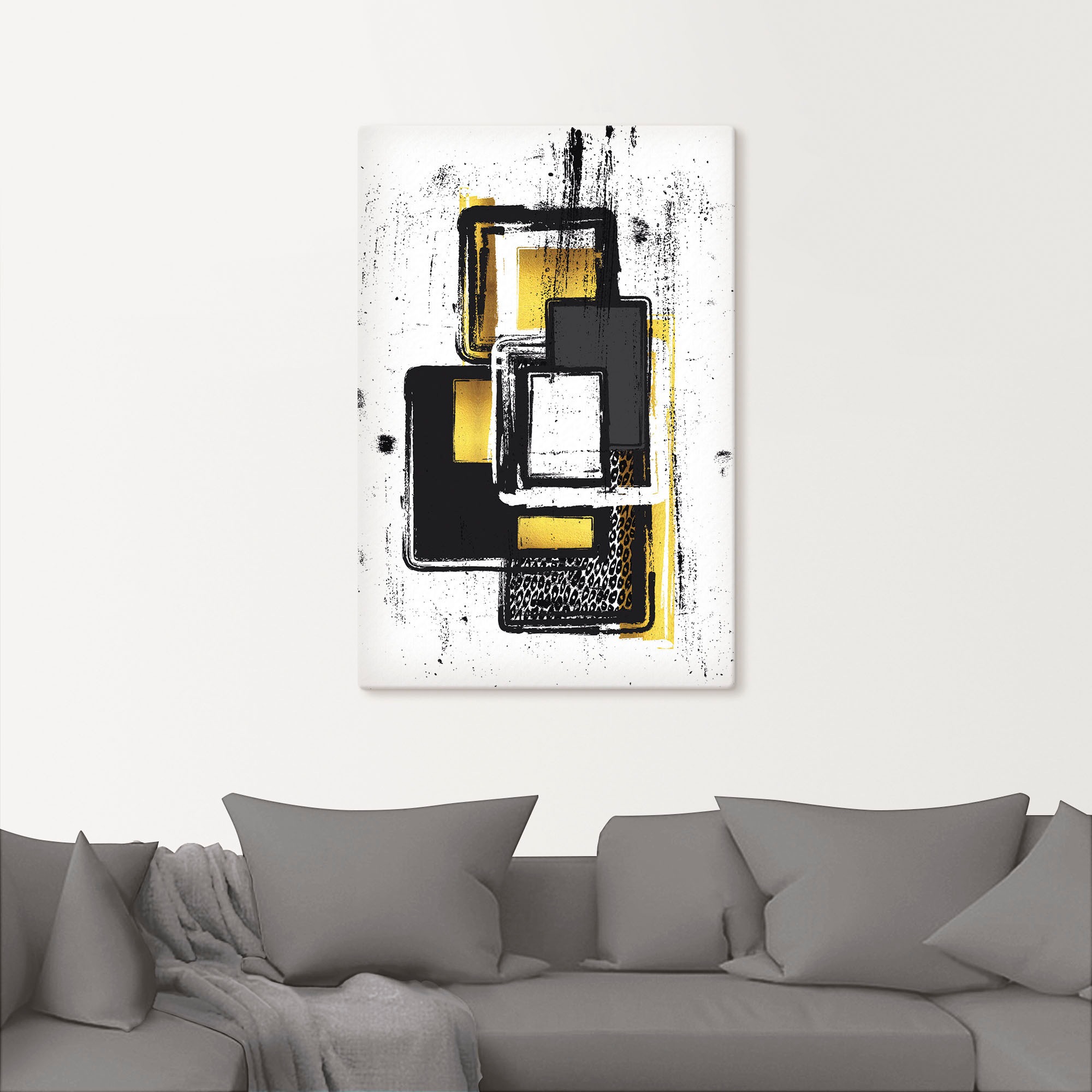 Artland "Abstrakte Malerei Nr. 3 gold" Muster 1 Stk. tlg. auf Holzrahmen ge günstig online kaufen