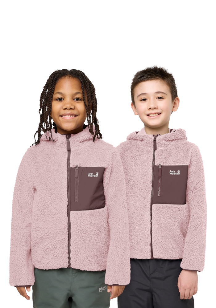 Jack Wolfskin Fleecejacke "ICE CURL HOOD JACKET K" mit Kapuze mit Kapuze, aus Polyester-Fleece, in normaler Schnittform