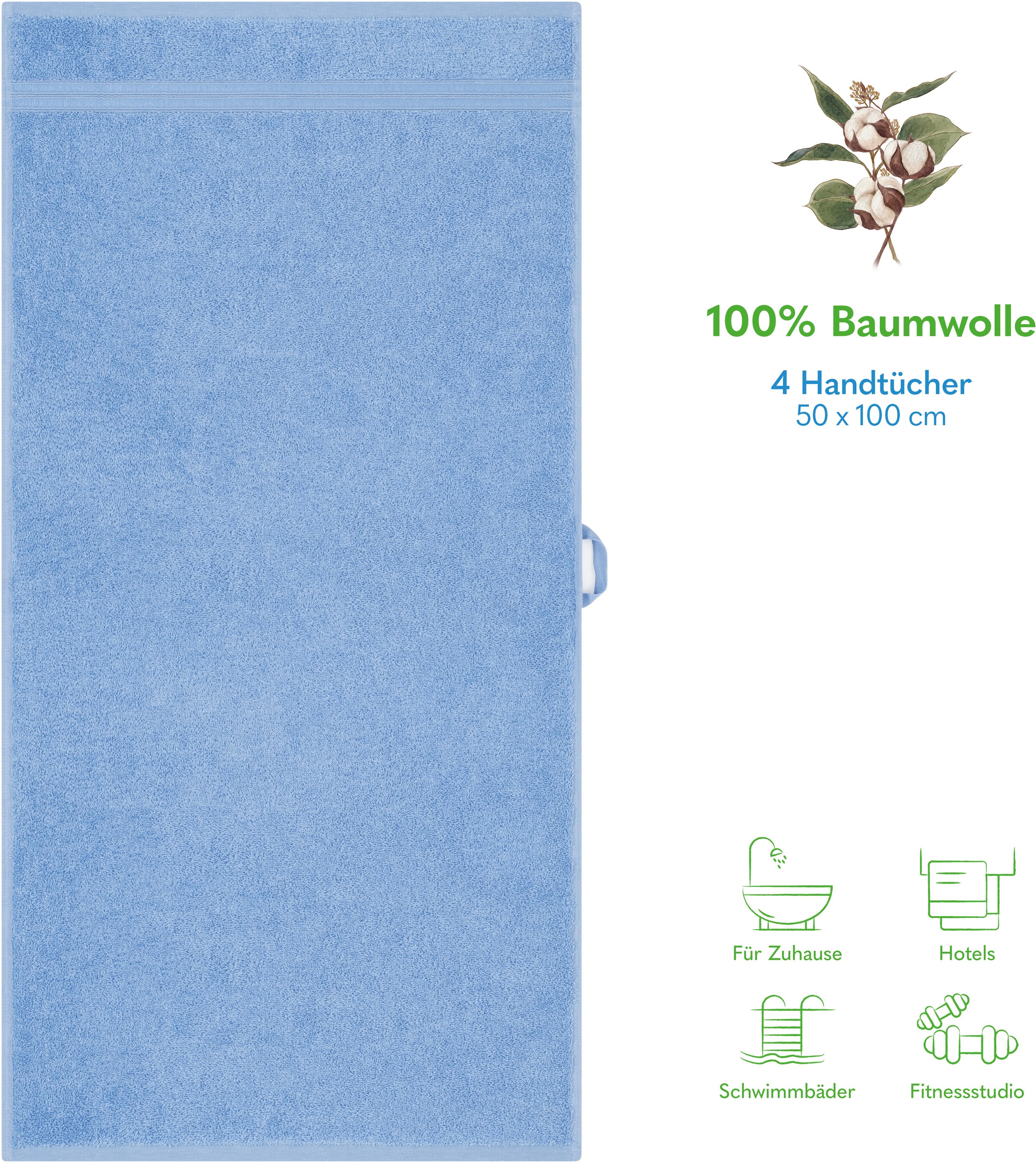 HAMMETEX Handtuch Set "4er Set Handtücher 50x100 cm, 100% Baumwolle, Weich günstig online kaufen