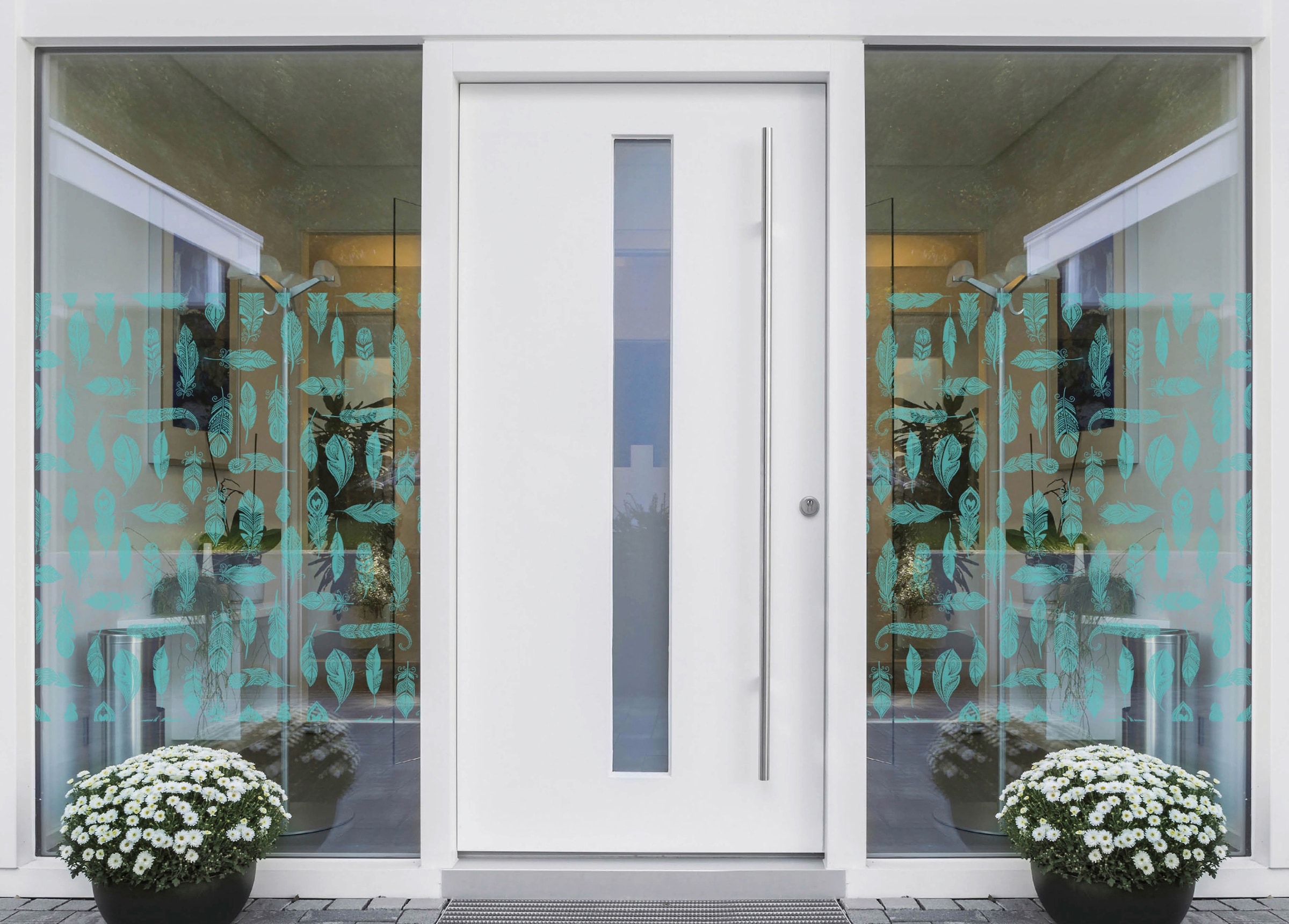 MySpotti Fensterfolie »Look Feathers turquois«, halbtransparent, glattstatisch haftend, 90 x 100 cm, statisch haftend