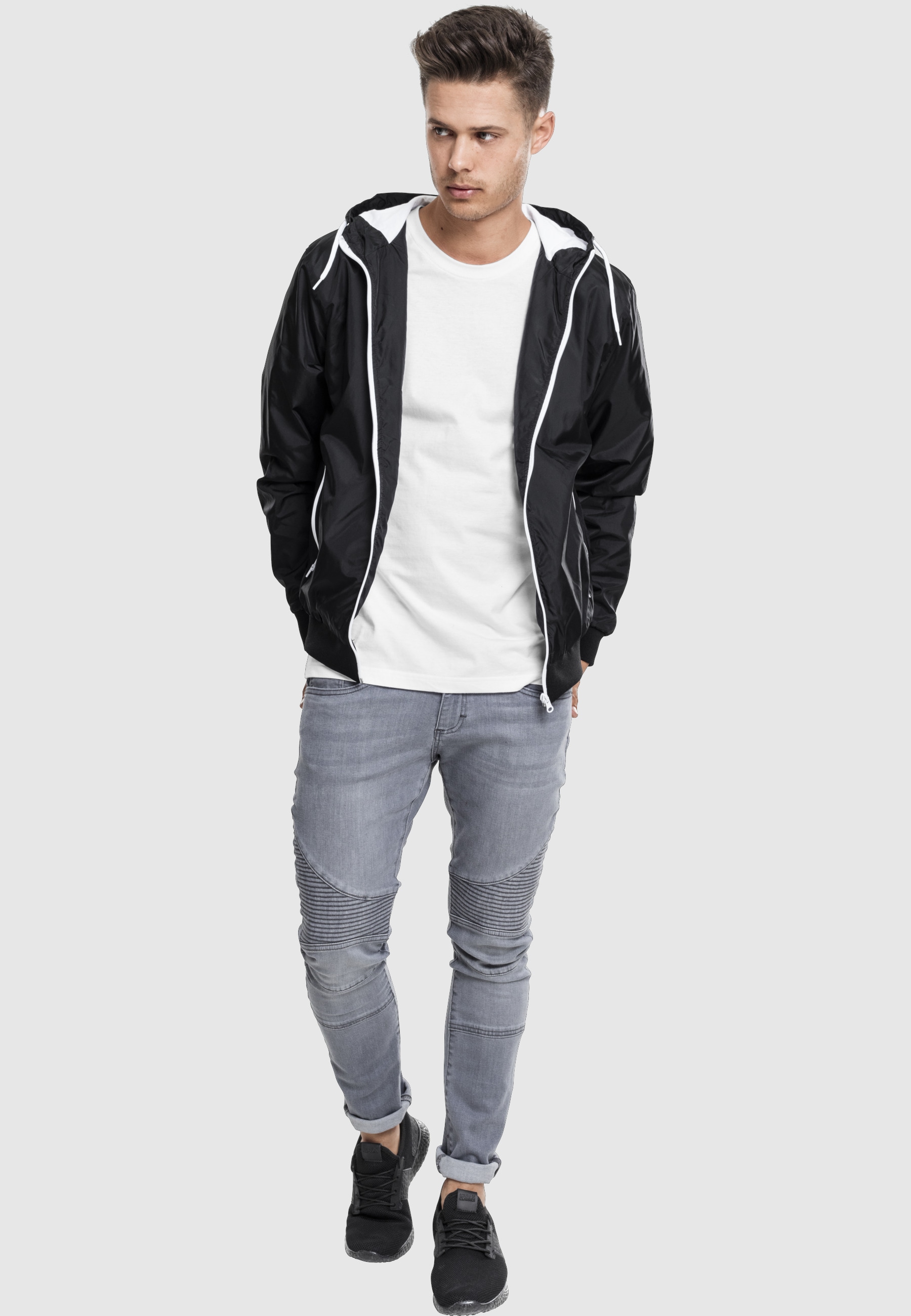 URBAN CLASSICS Windbreaker »Urban Classics Herren Contrast Windrunner« 1 Stk. tlg. mit Kapuze
