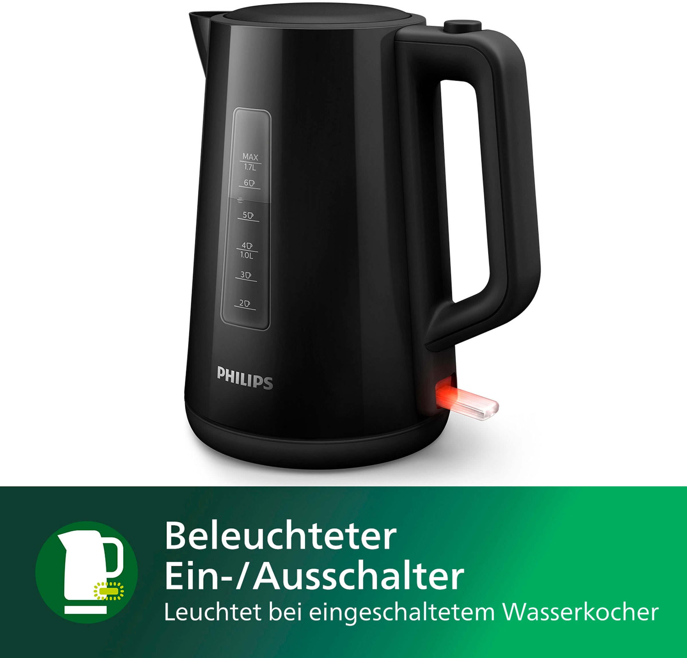 Philips Wasserkocher »Series 3000 HD9318/20«, 1,7 l, 2200 W, schwarz | BAUR