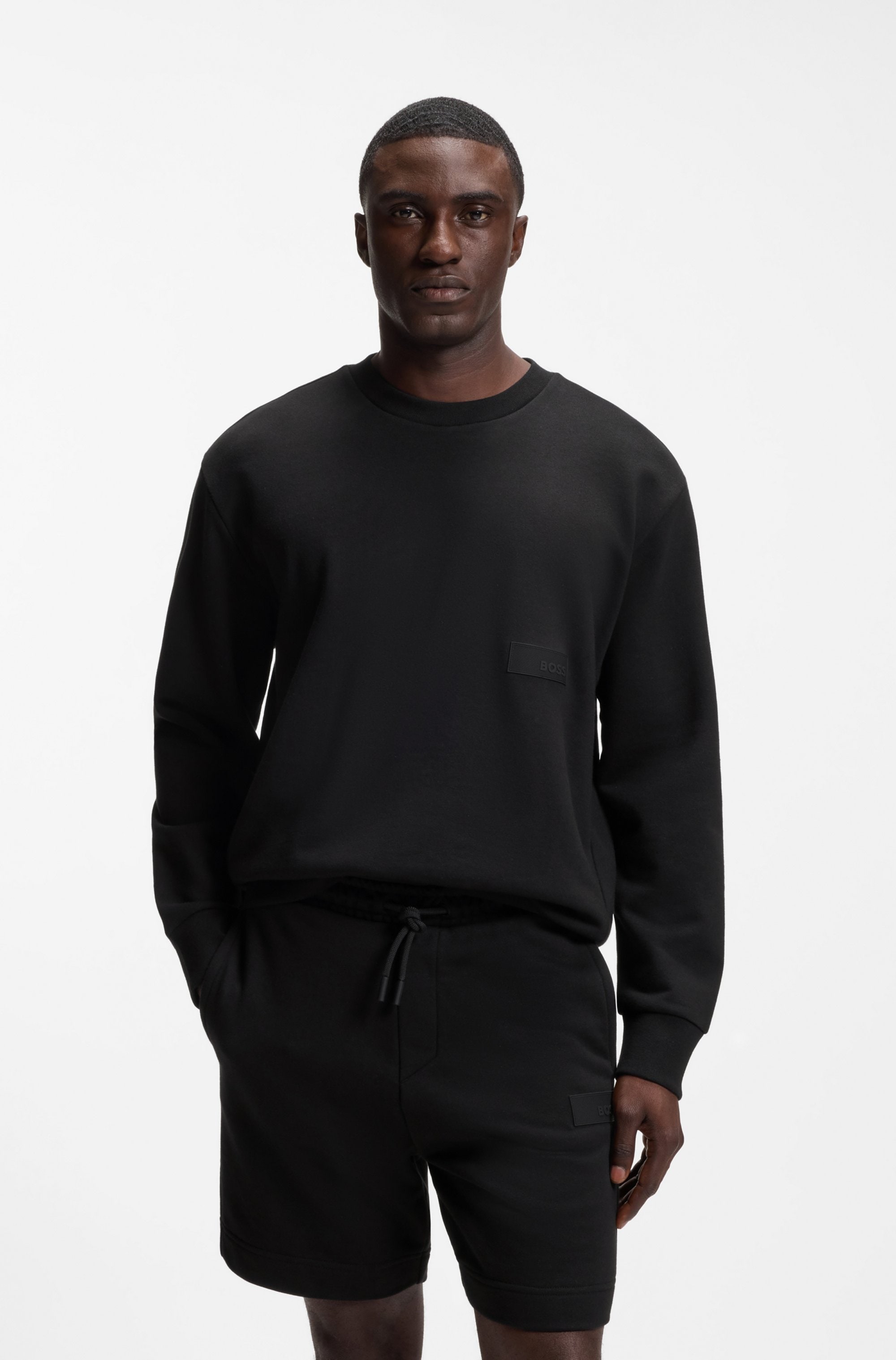 BOSS GREEN Sweatshirt , Rundhalsausschnitt, Relaxed Fit, Logo-Badge
