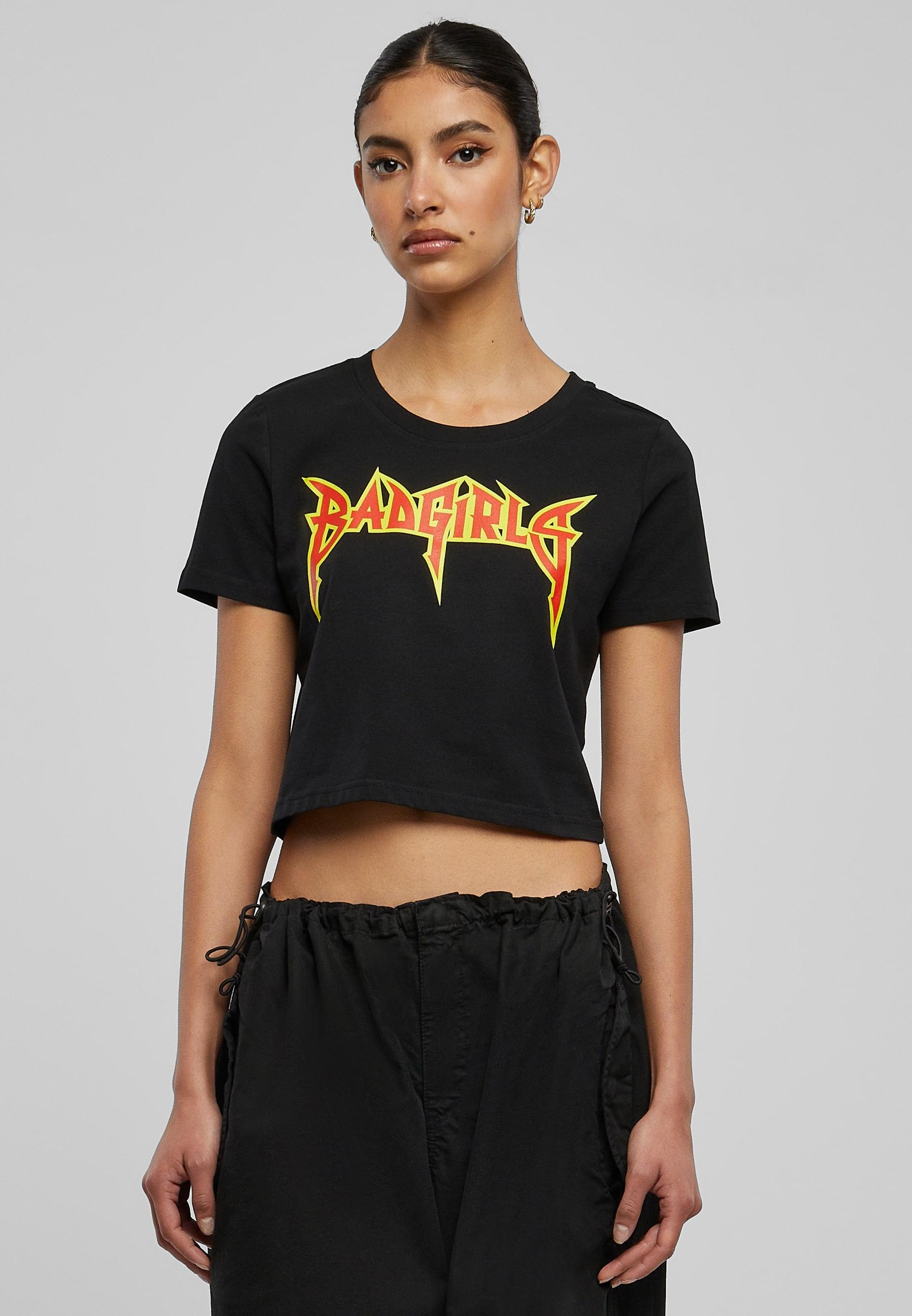 Miss Tee Kurzarmshirt »Miss Tee Damen Badgirls Cropped Tee«, (1 tlg.)