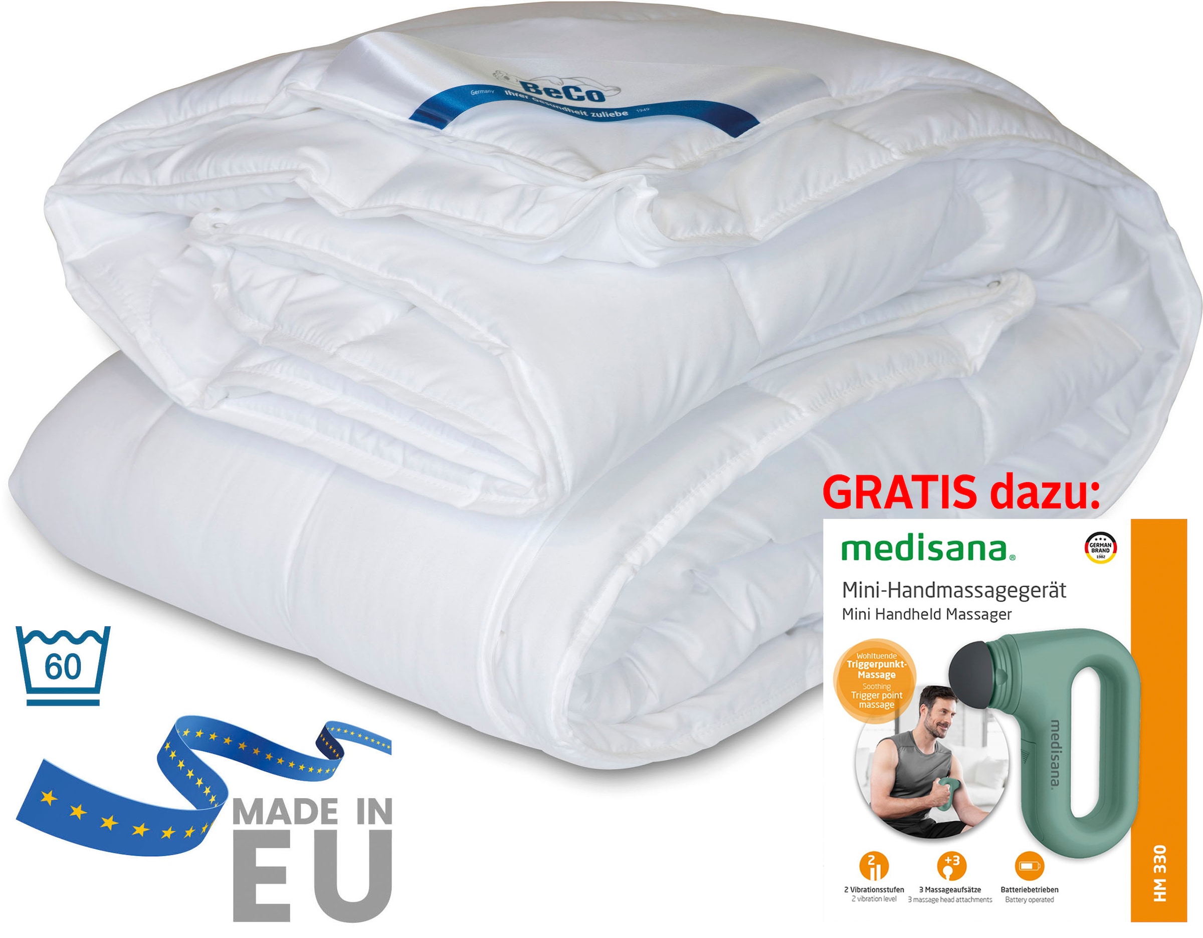 Beco Microfaserbettdecke »Bettdecke Royal Soft Duo, Bettdecken für Sommer und Winter, Decke«, warm, Füllung Polyester, Bezug Microfaser, (1 St.), Bettdecke 135x200 cm, 155x220 cm, exzellente Klimaeigenschaften