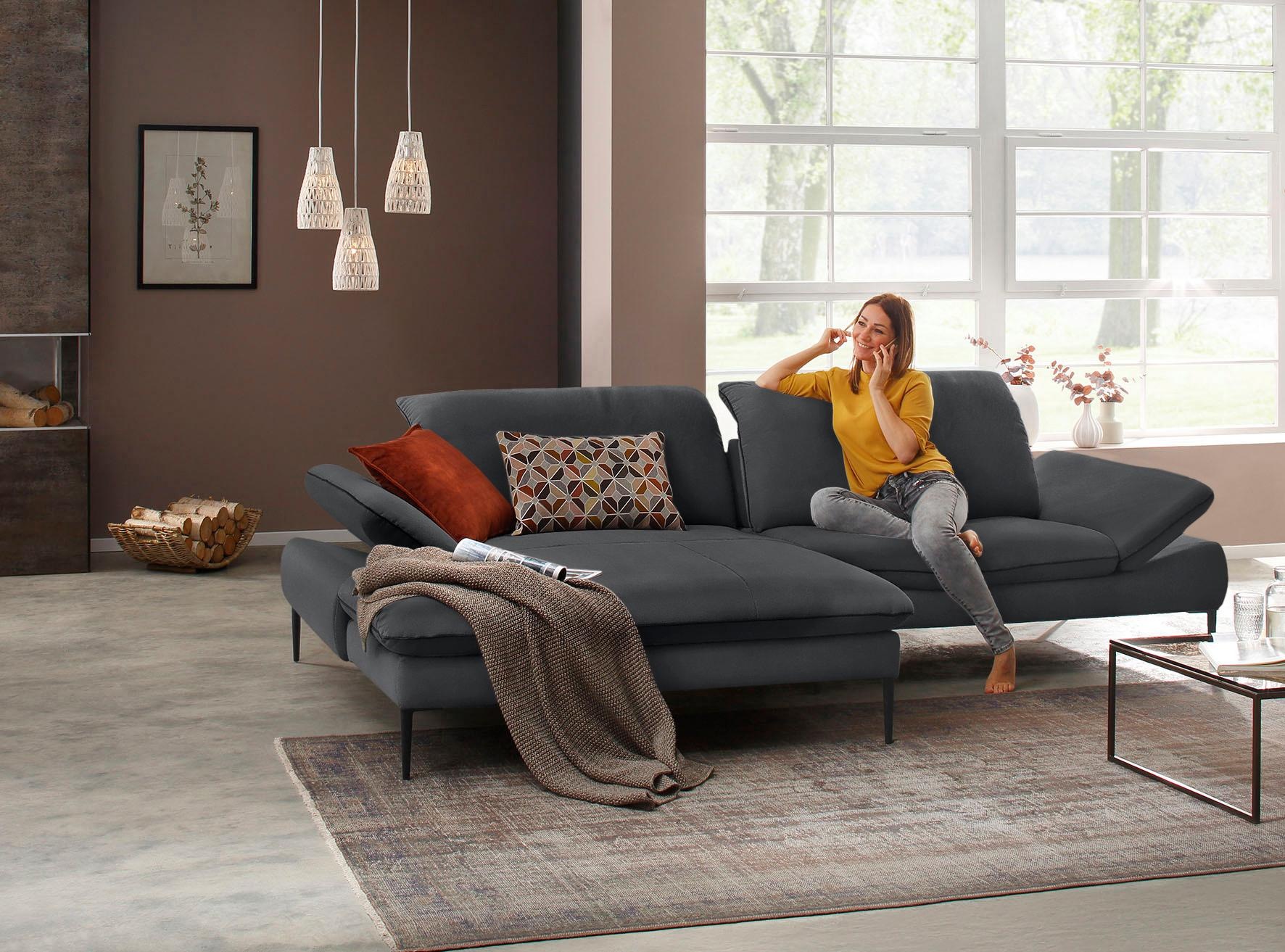 W.SCHILLIG Ecksofa »enjoy&MORE, Designsofa, elegant und bequem, L-Form«, Sitztiefenverstellung, Füße schwarz pulverbeschichtet, Breite 294 cm
