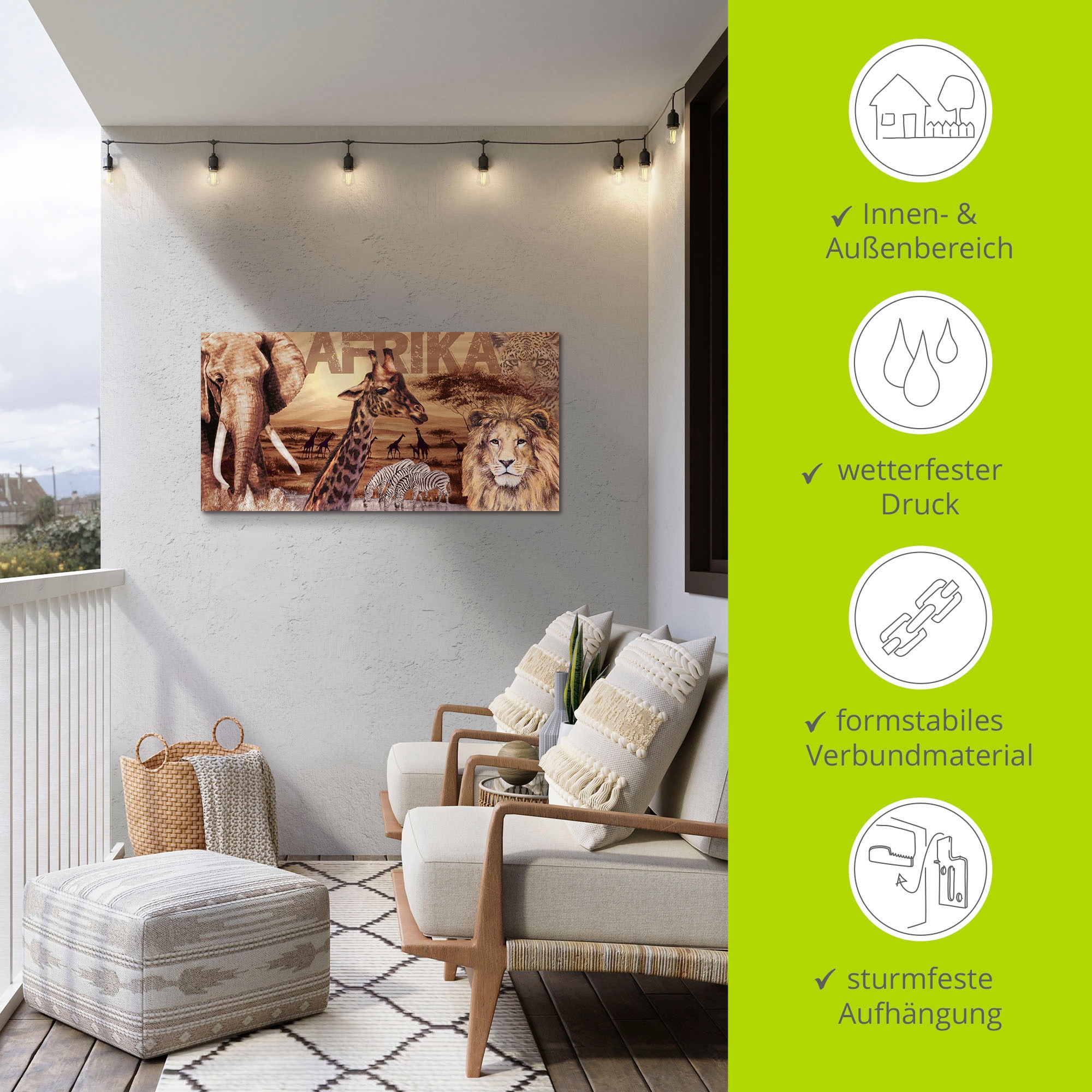 Artland Wandbild »Afrika«, Wildtiere, (1 St.), als Alubild, Outdoorbild, Leinwandbild, Poster, Wandaufkleber