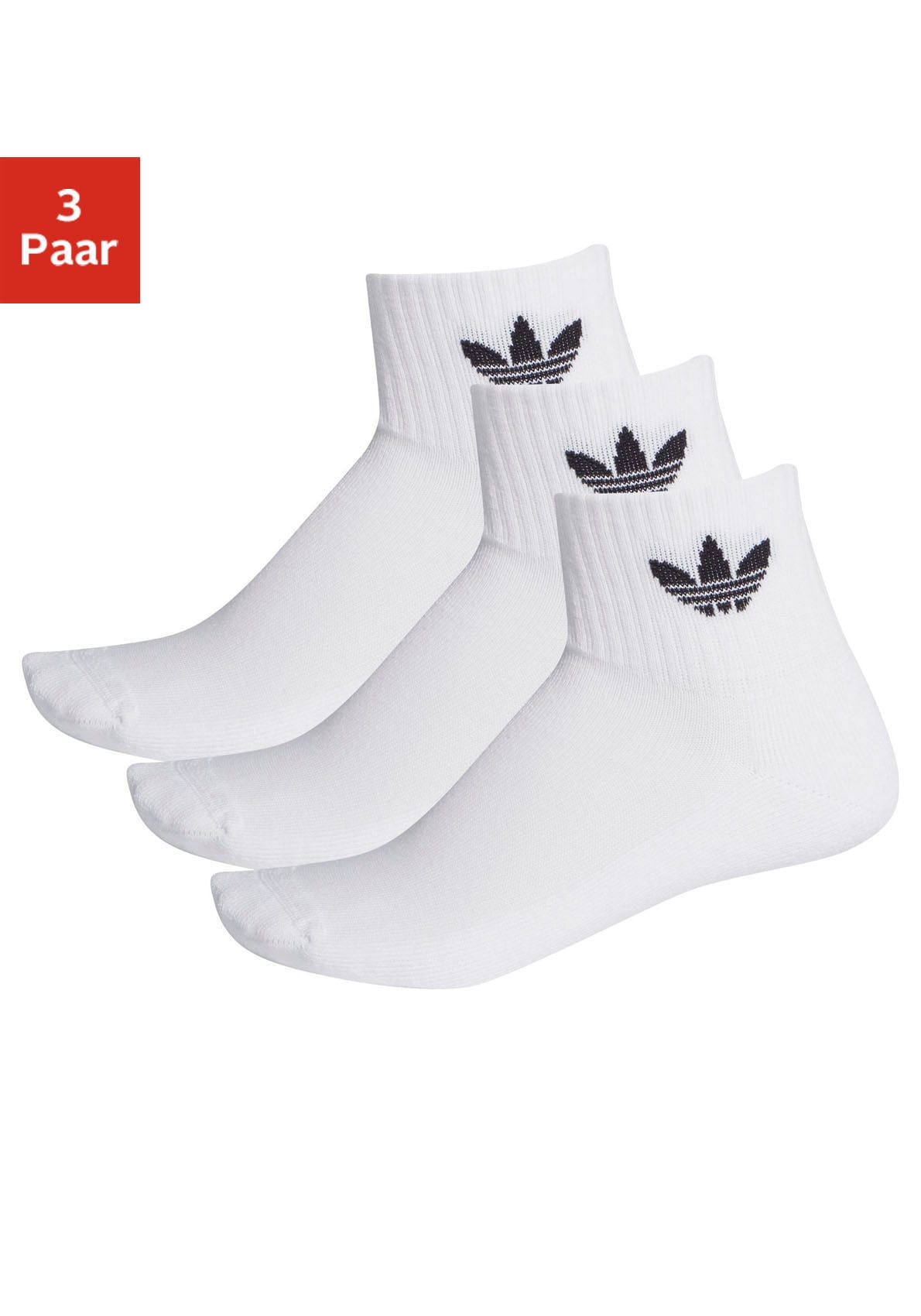 adidas Originals Sportsocken "MID CREW, 3 PAAR" 3 Paar tlg. knöchellange Passform, im 3er-Pack, mit Baumwollanteil
