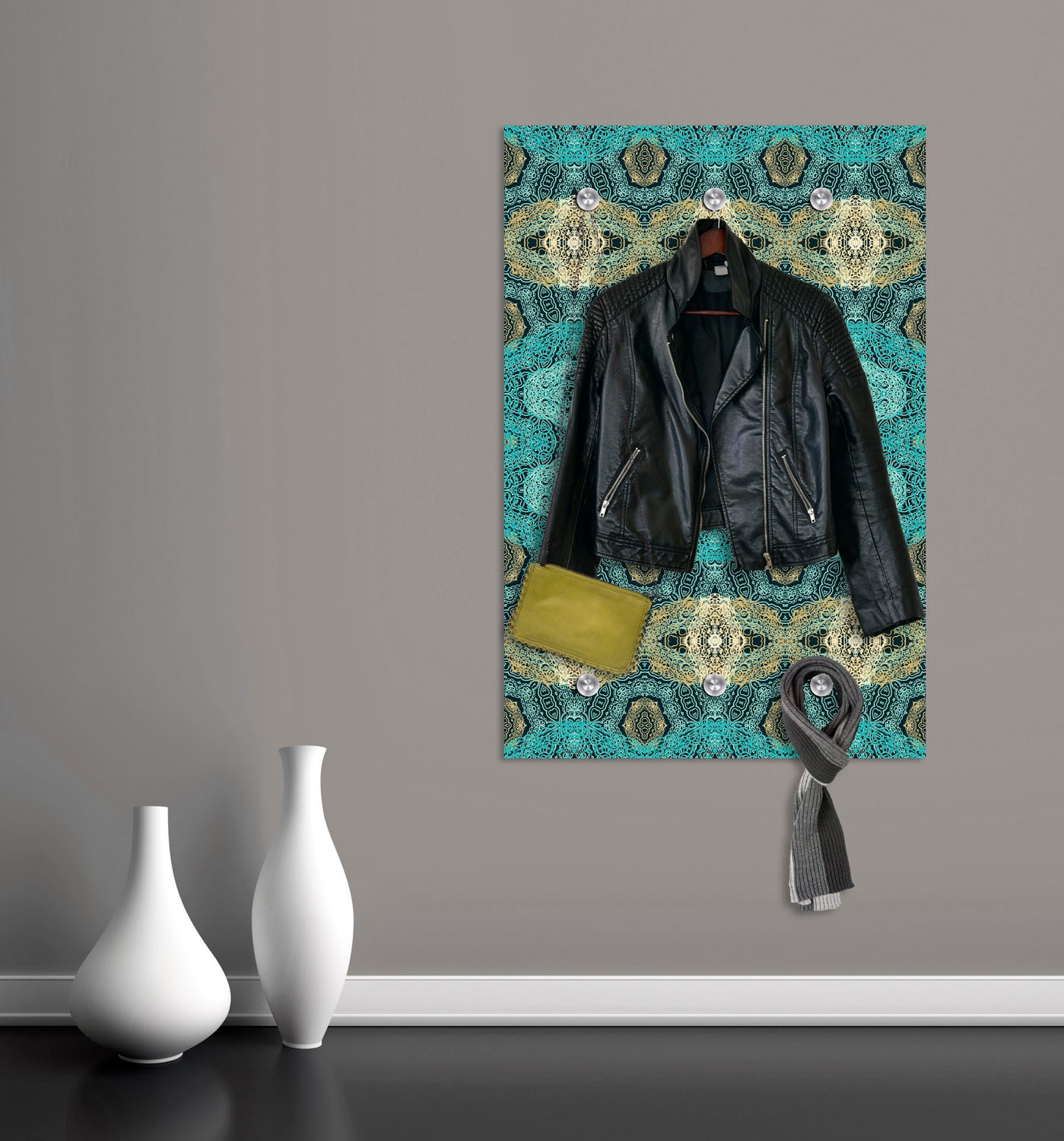 queence Garderobenleiste "Muster" mit 6 Haken, 80 x 120 cm günstig online kaufen