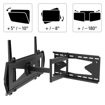 Hama TV-Wandhalterung »FULLMOTION, Schwarz, 94 -203 cm (37" - 80"), 43",50",55",65",75"«, Rotation: 8 °, VESA (von-bis): 300x200–600x400