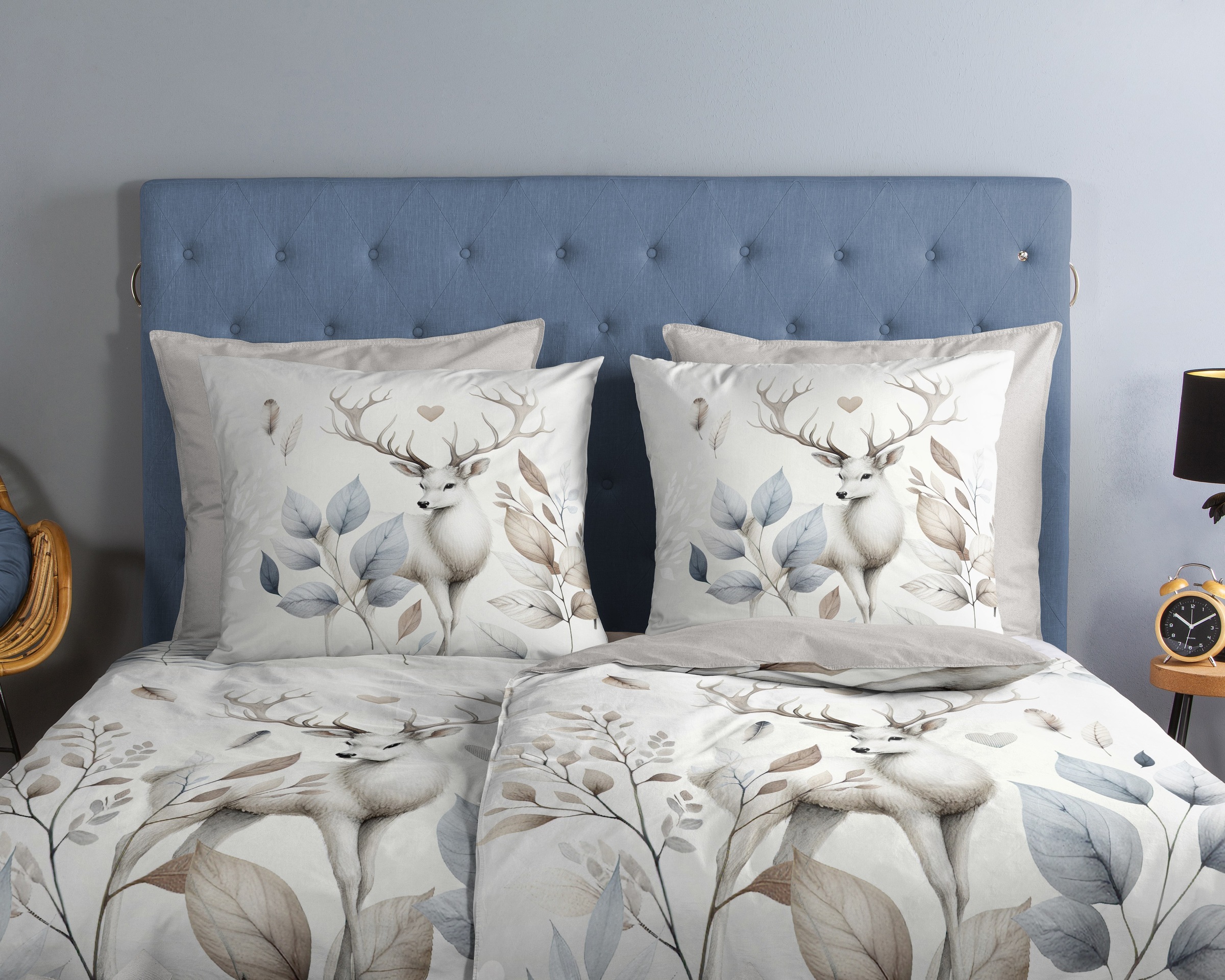 Thumbnail - good morning Wendebettwäsche "Norda" 2 Stk. 100% Baumwolle, Renforcé, Reißverschluss, Wendeoptik, Hirsch, Reh