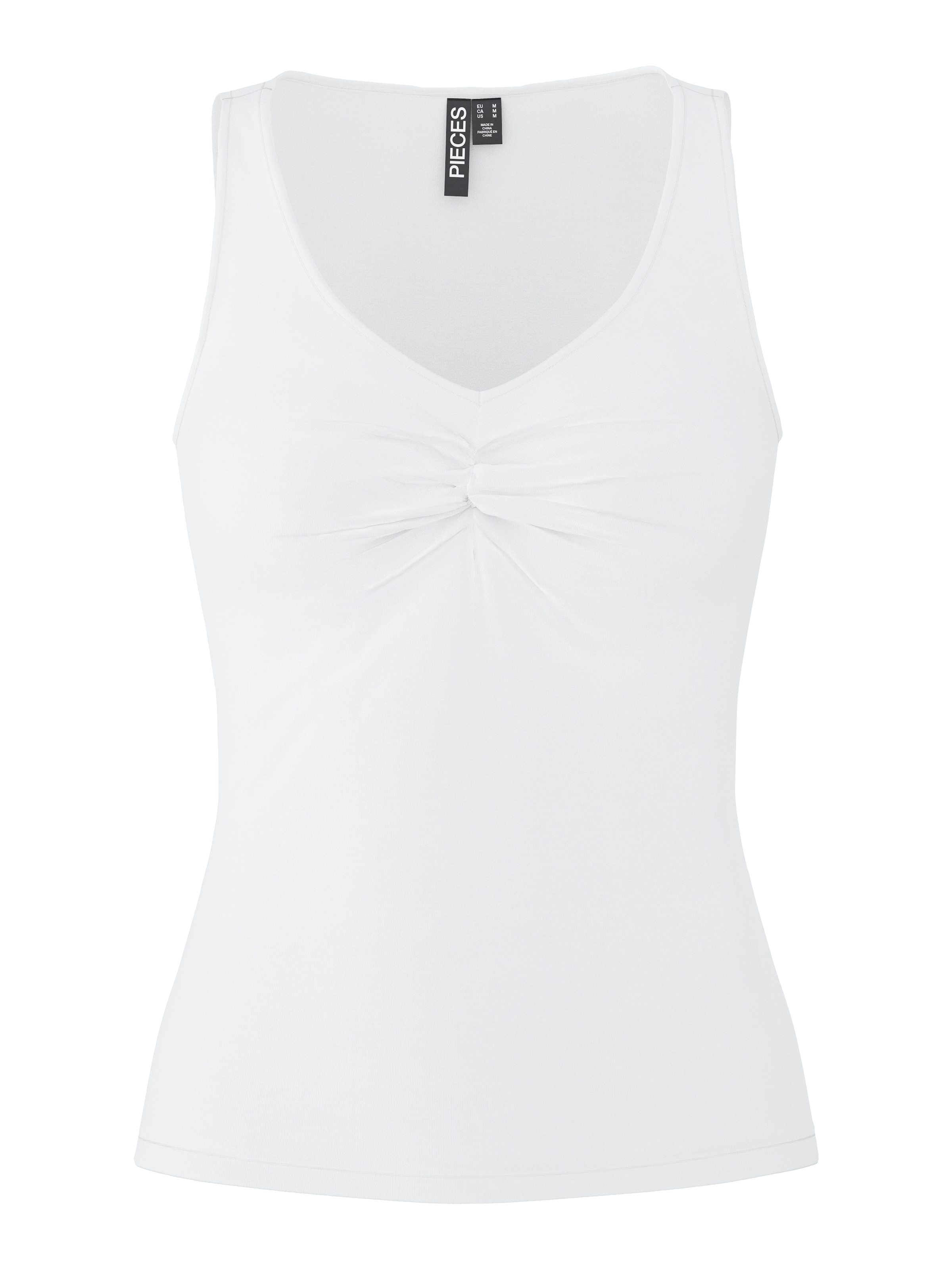 pieces V-Shirt "PCMALIVA SL V-NECK TOP JRS NOOS BC" mit Raffung im Brustber günstig online kaufen