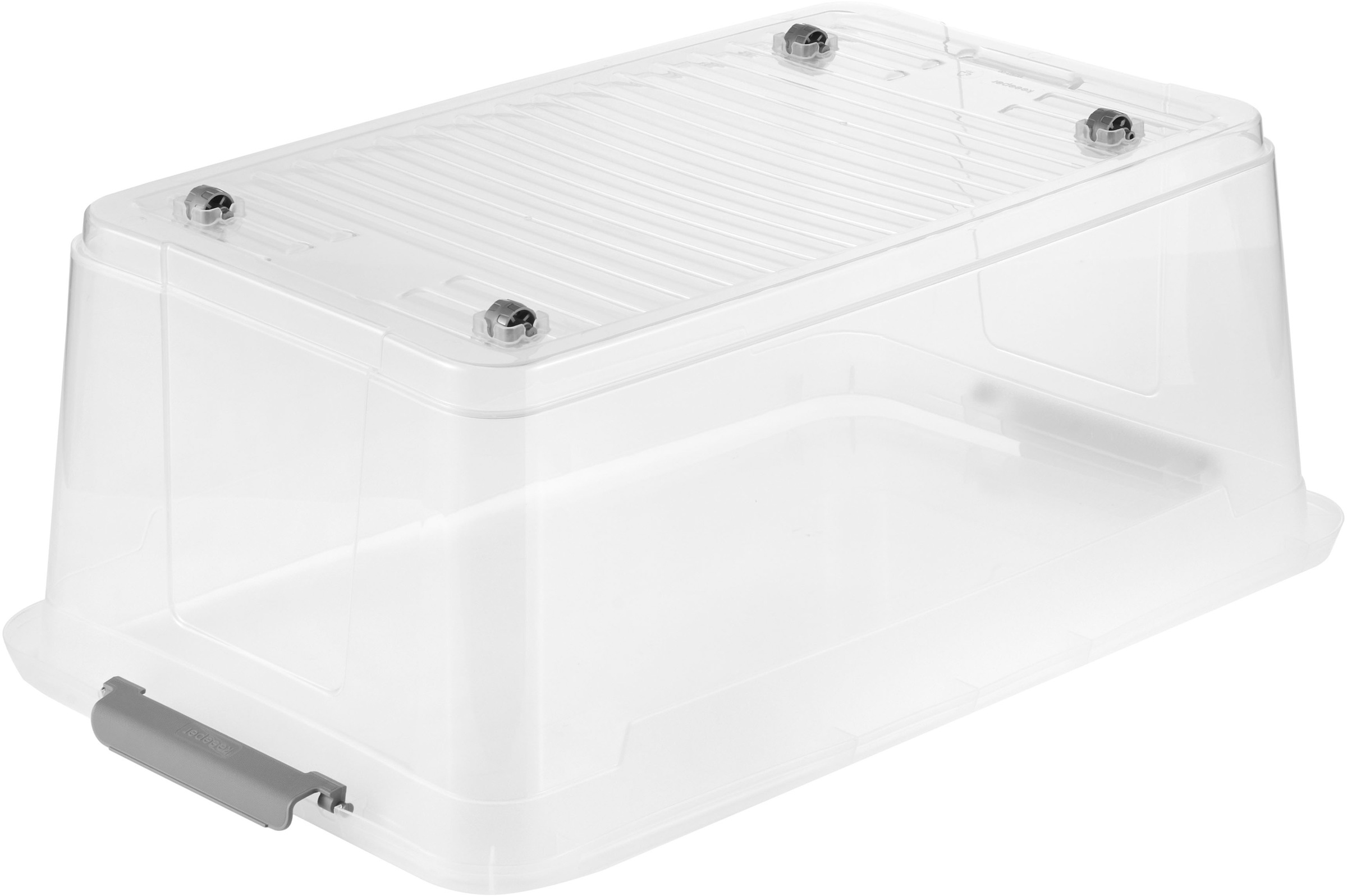 keeeper Aufbewahrungsbox »Clipbox Leo (Set 3 St.) 37 L, 59 x 38 x 24 cm« Schanierclips, Doppelöffnung, 90° drehbare Räder, fixierbarer Deckel