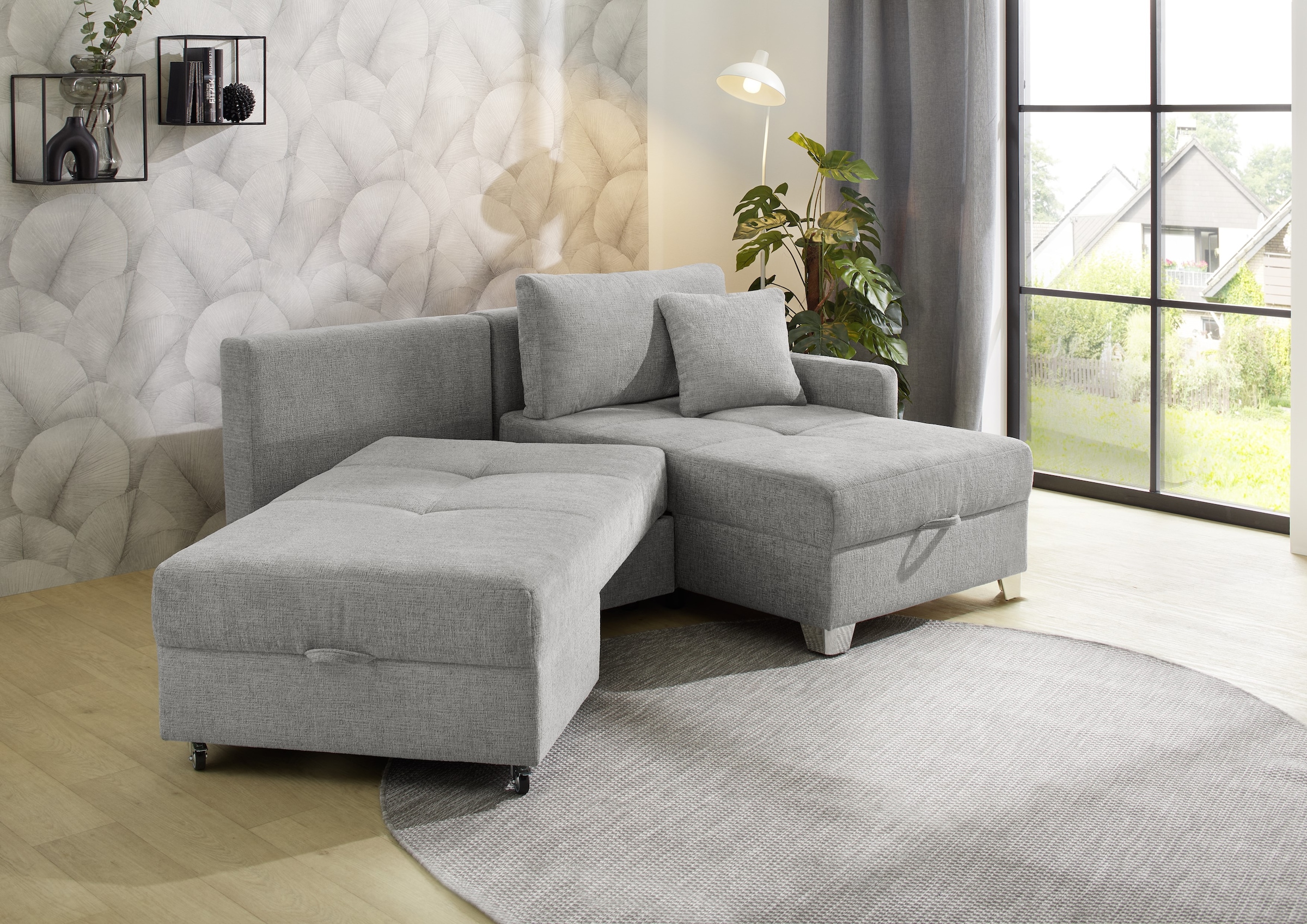 Jockenhöfer Gruppe Ecksofa »Lemberg, Dreh-Schwenk-Ottomane«, inklusive Relax- und Schlaffunktion, Ottomane links/ rechts montierbar