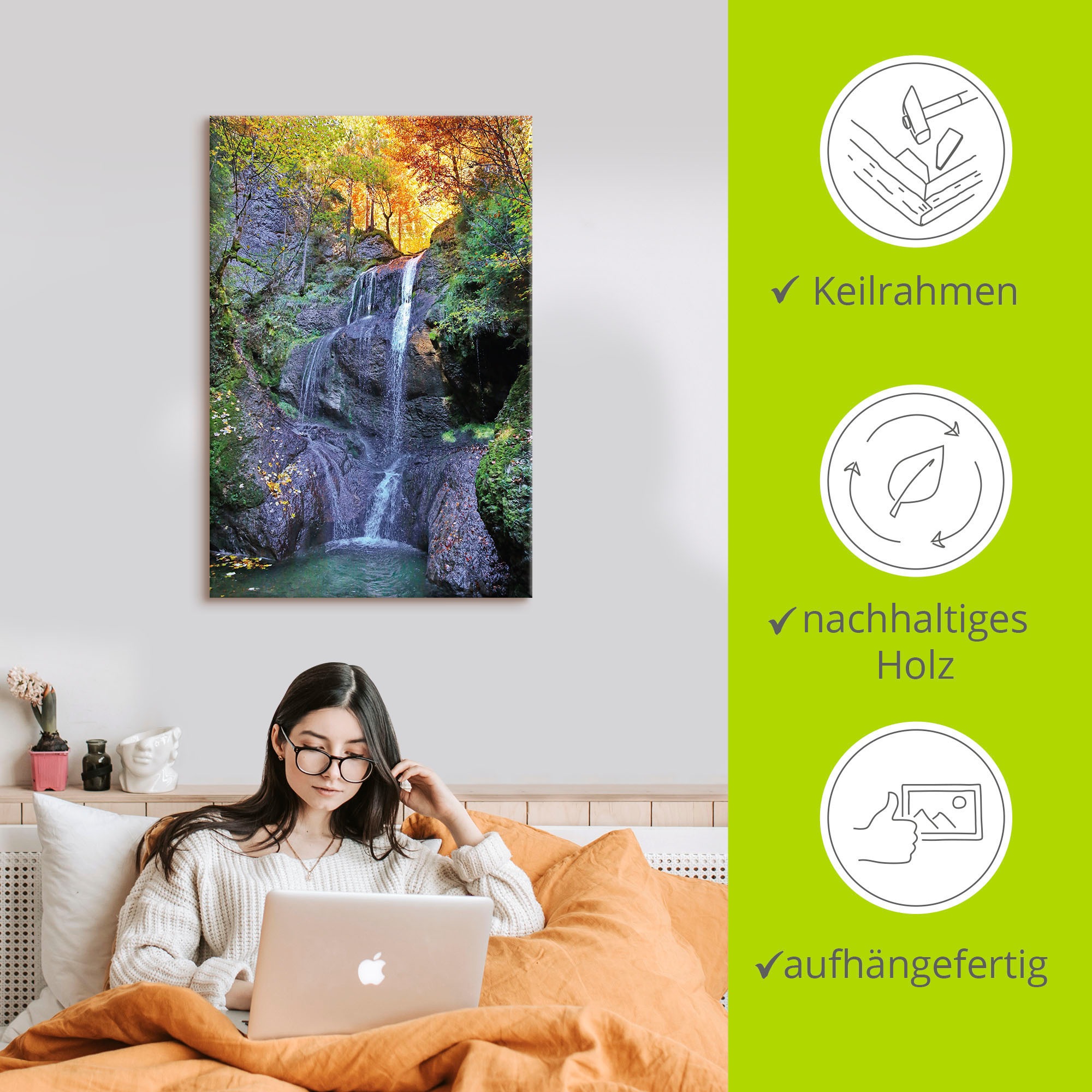 Artland Wandbild »Niedersonthofener Wasserfall im Allgäu«, Wasserfallbilder, (1 St.), als Leinwandbild, Poster in verschied. Größen