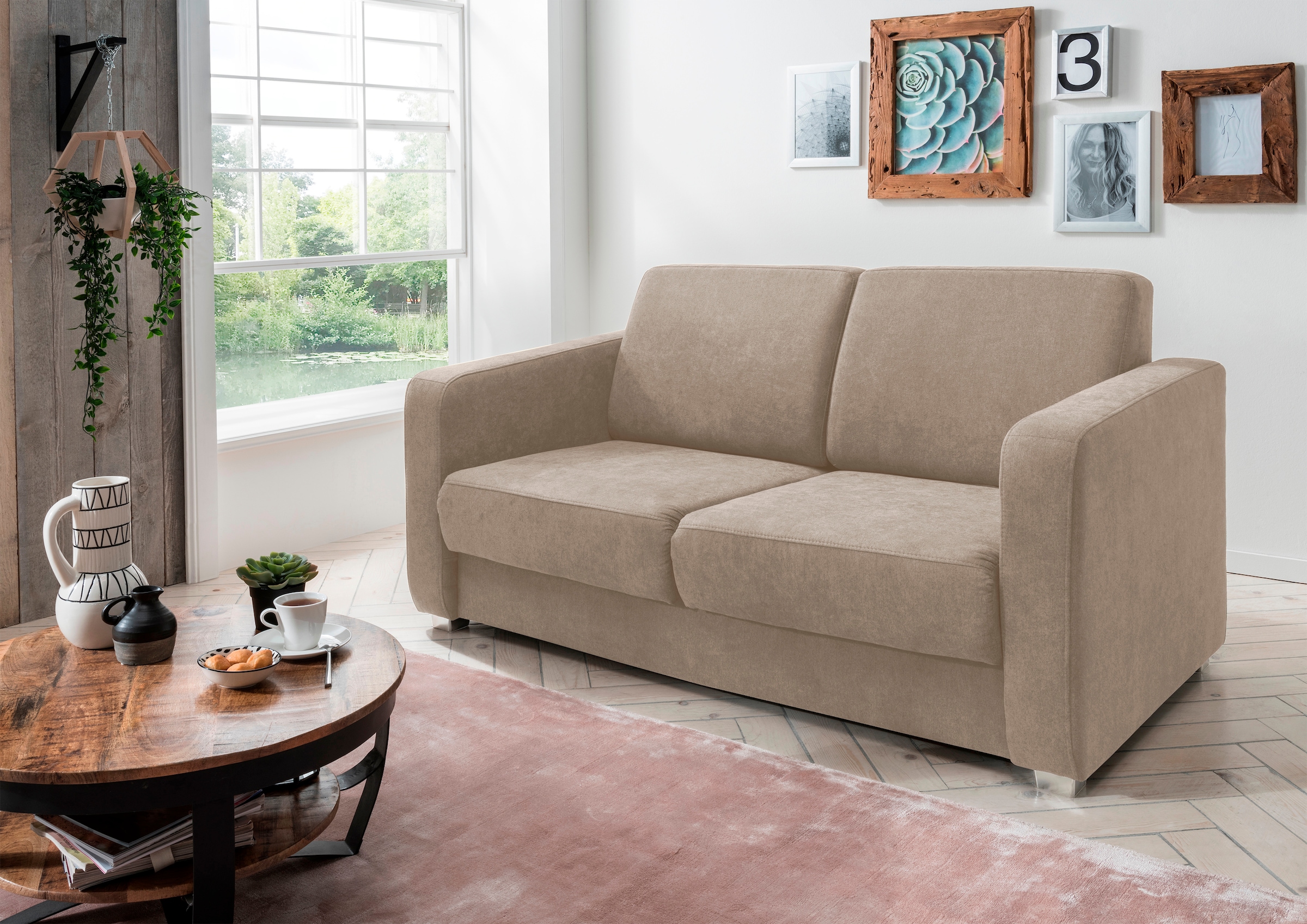 Home affaire Schlafsofa "MIA modern und bequem, schmale Armlehnen, Einzelauszug" mit 2 Einzelauszügen als Längsschläfer