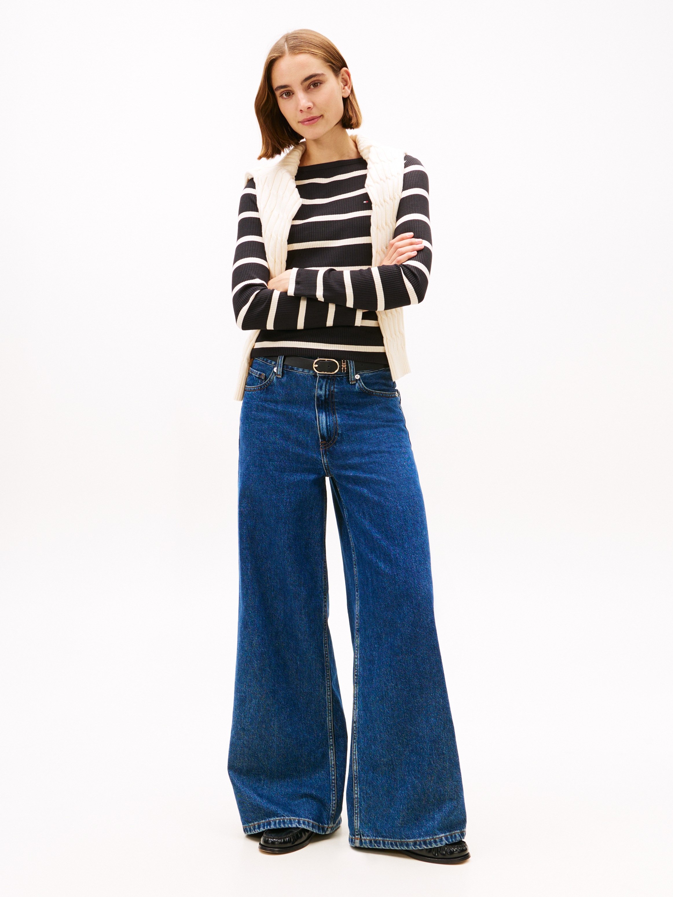 Tommy Hilfiger Langarmshirt "SLIM 5X2 RIB BOAT-NK LS mit U-Boot Ausschnitt günstig online kaufen