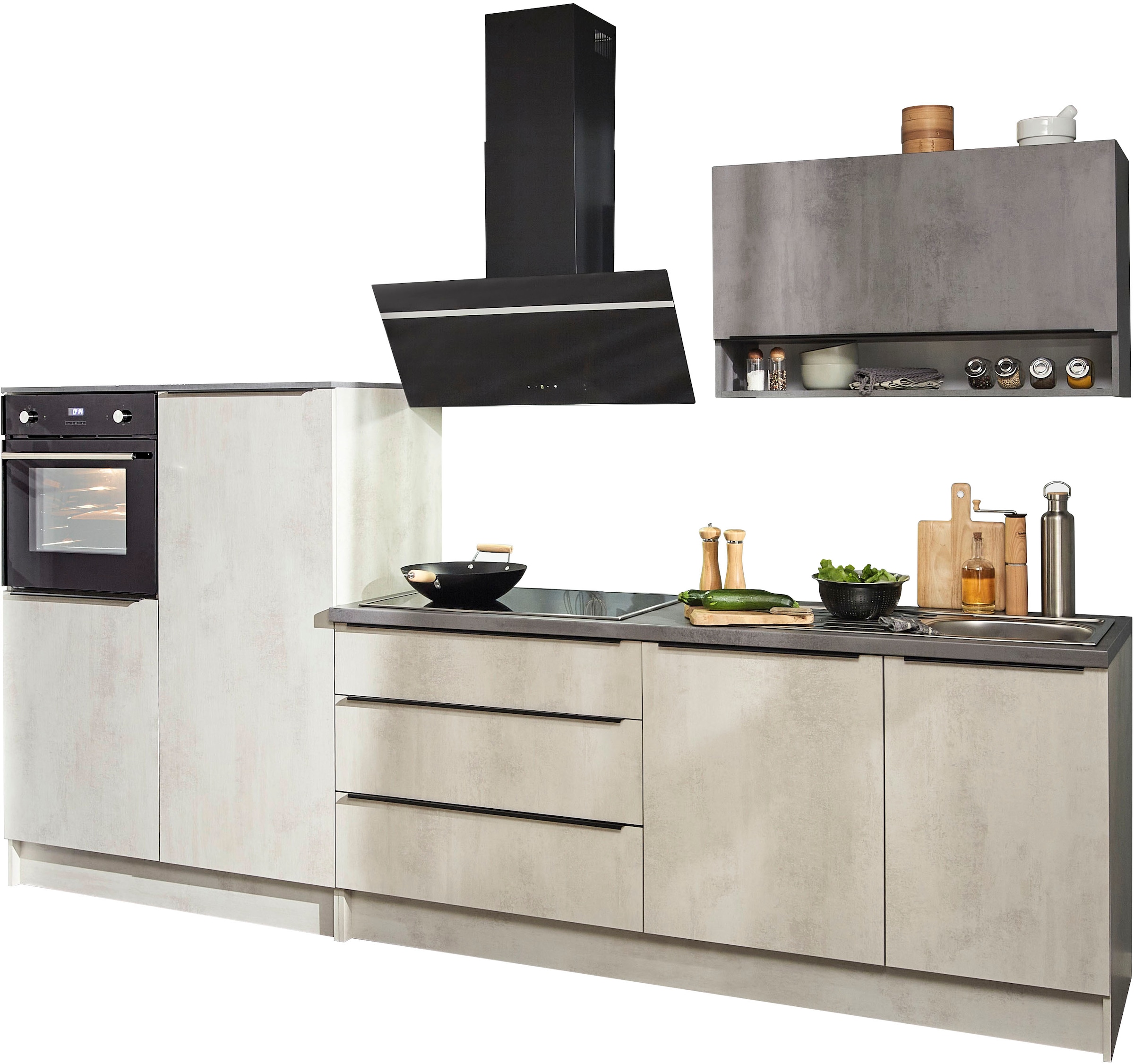 BASIC by Balculina Küchenzeile »Boston«, Breite 200 + 123 cm, wahlweise mit E-Geräten