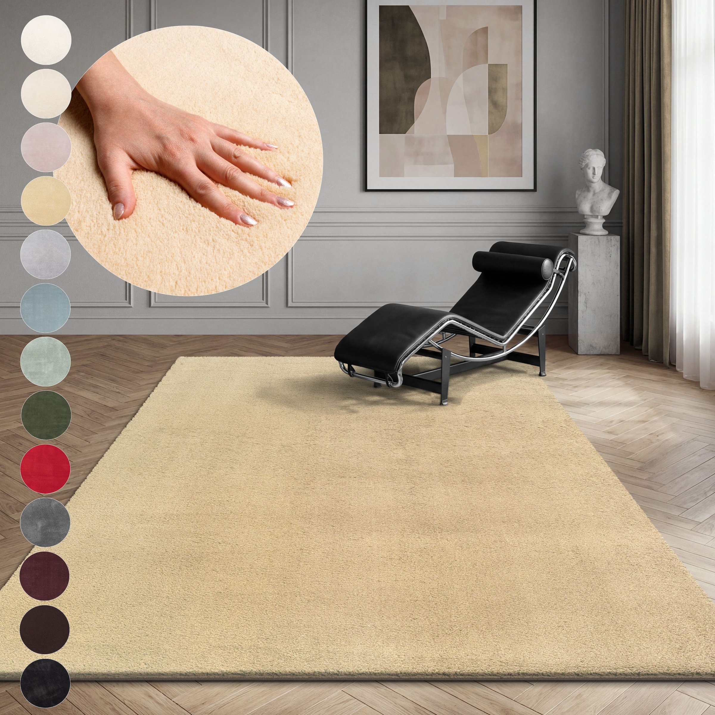 OTTO home Teppich "Arabell, Kunstfellteppich, Felloptik, waschbar," rechteckig 16 mm Höhe flauschig, kuschelig, Anti-Rutsch-Unterseite, Wohnzimmer, Schlafzimmer