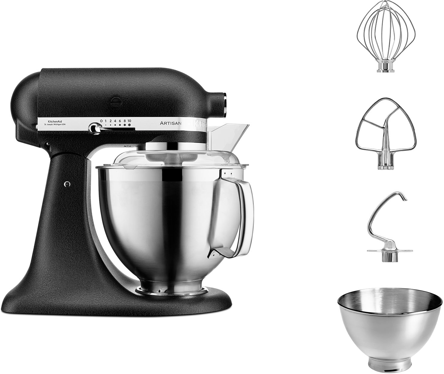 KITCHENAID Küchenmaschine "5KSM185PSE", B:24cm H:36cm T:37cm, schwarz, Küchenmaschinen