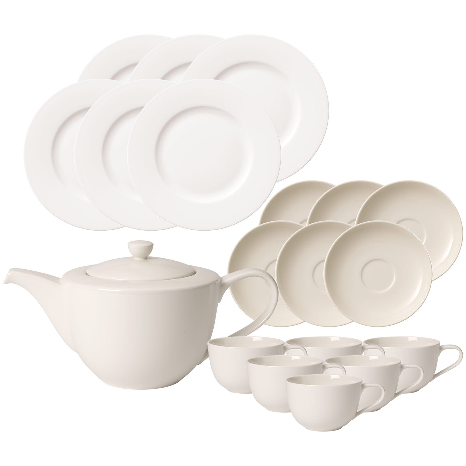 Villeroy & Boch Geschirr-Set "Frühstücks-Set For Me 19er Set weiß" Spülmaschinenfest, Mikrowellensicher