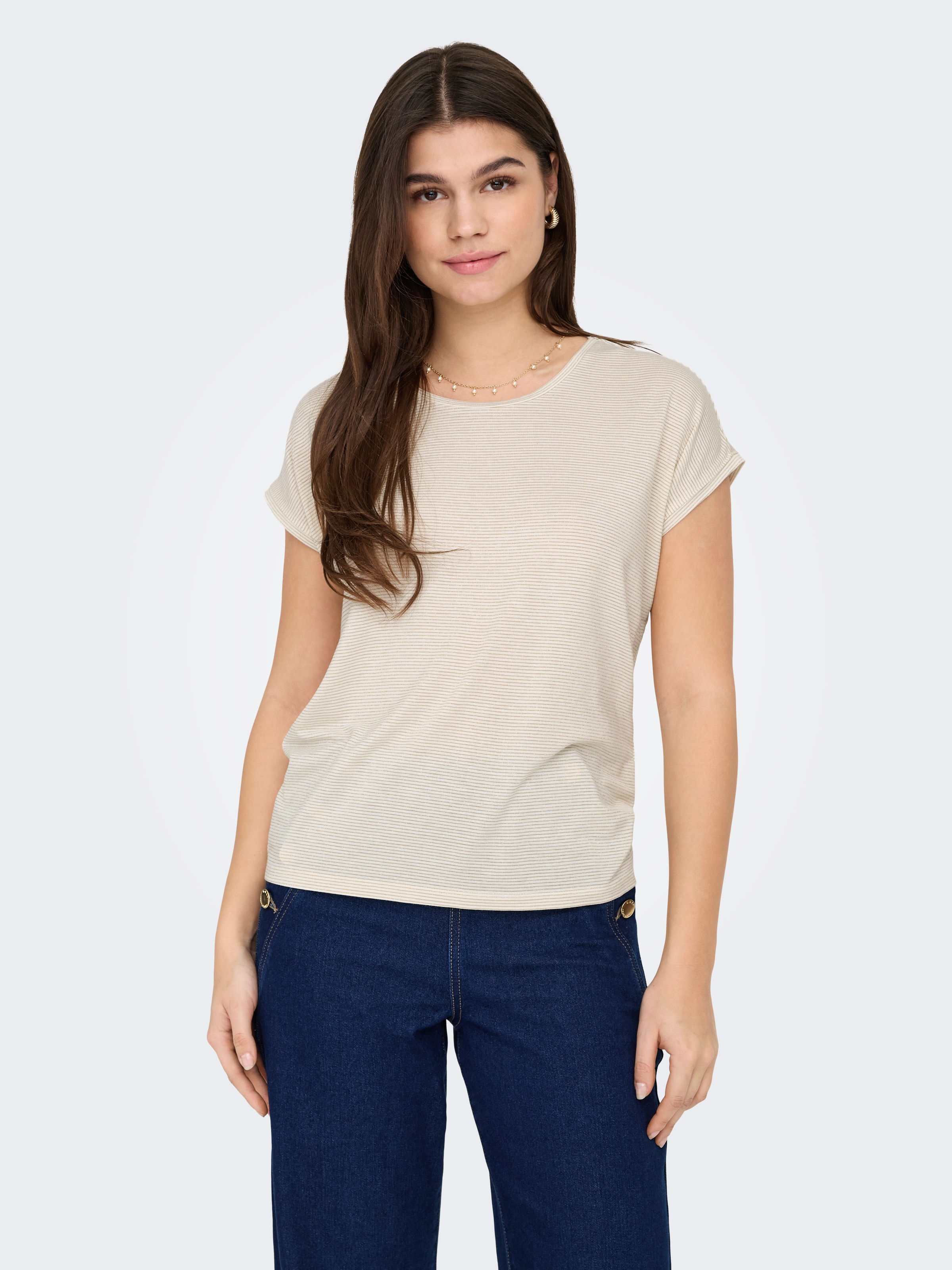 ONLY "ONLCLAUDIA S/S GLITTER STRIPE TOP JRS" günstig online kaufen