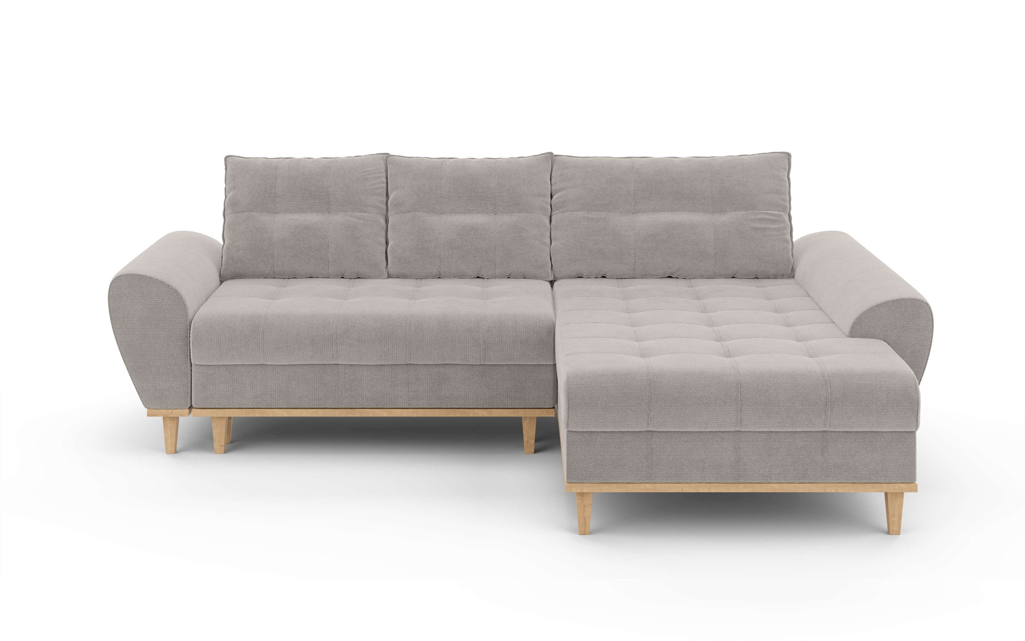 Home affaire Ecksofa »Ahrdorf mit Bettfunktion und Bettkasten, Maße: B/H/T 268/86/175 cm«, L-Form mit 3 Rückenkissen und moderne gerundete Armlehnen