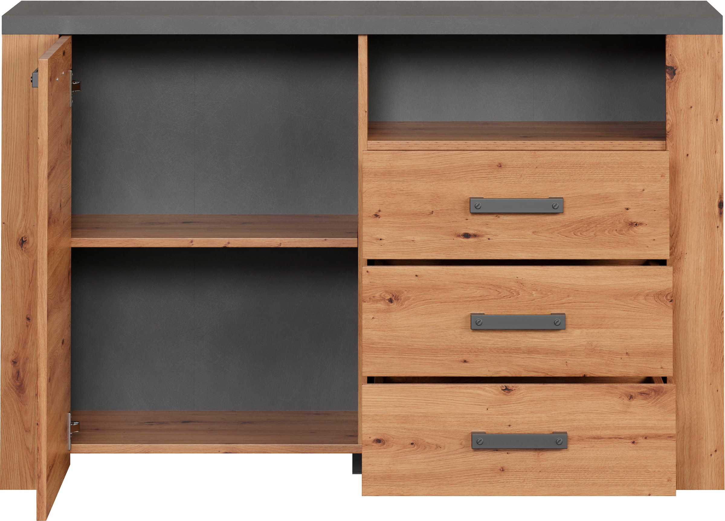 Home affaire Sideboard »Ambres«, (1 St.), matte Echtholzoptik, ca. Maße BxH: 127x83 cm, TV Schrank, Eiche