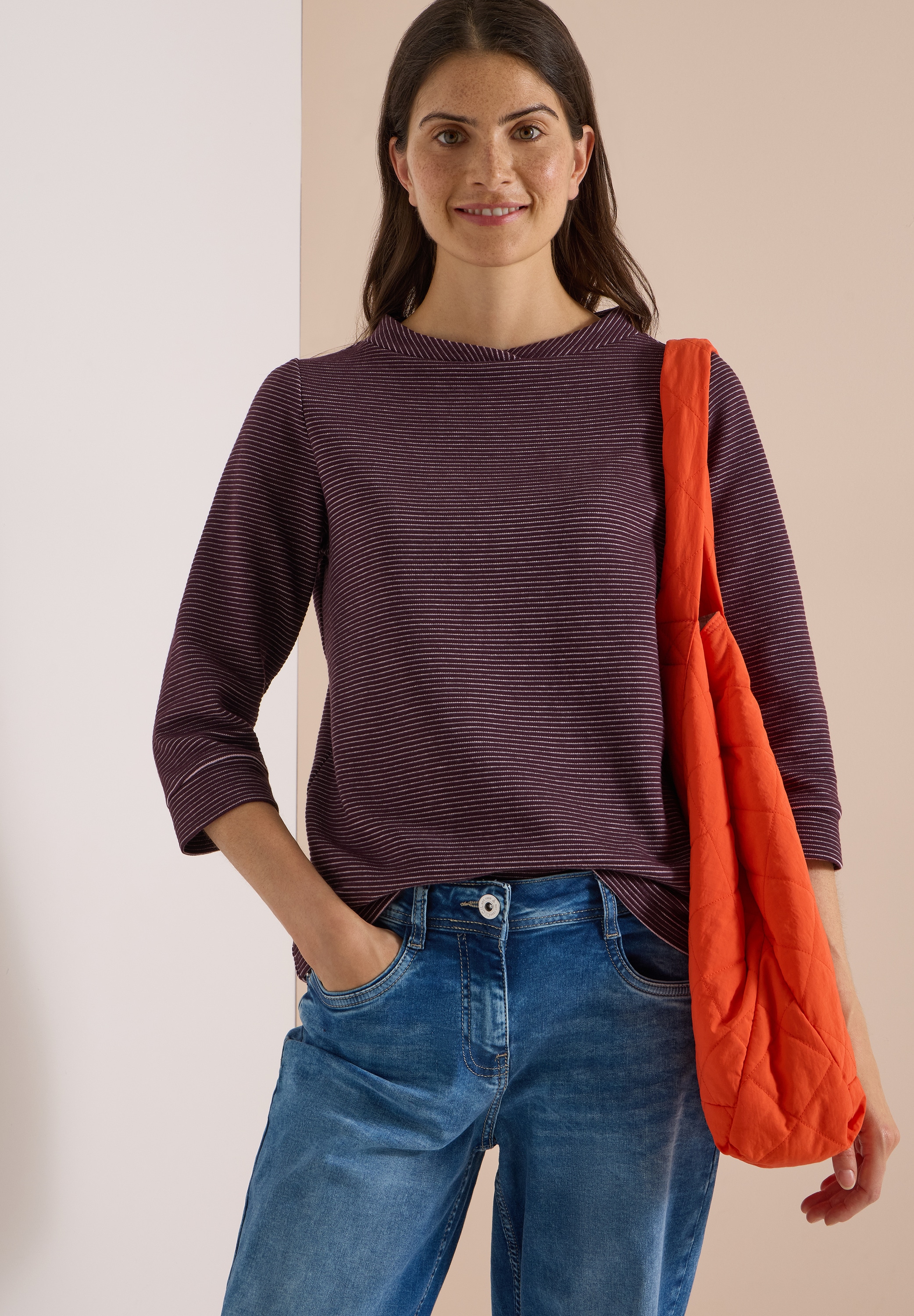 Cecil 3/4-Arm-Shirt Ottoman Shirt im Two-Tone-Look