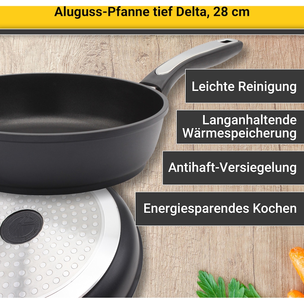 Krüger Bratpfanne »Aluguss Pfanne tief DELTA, 28 cm«, Aluminiumguss, (1 tlg.)