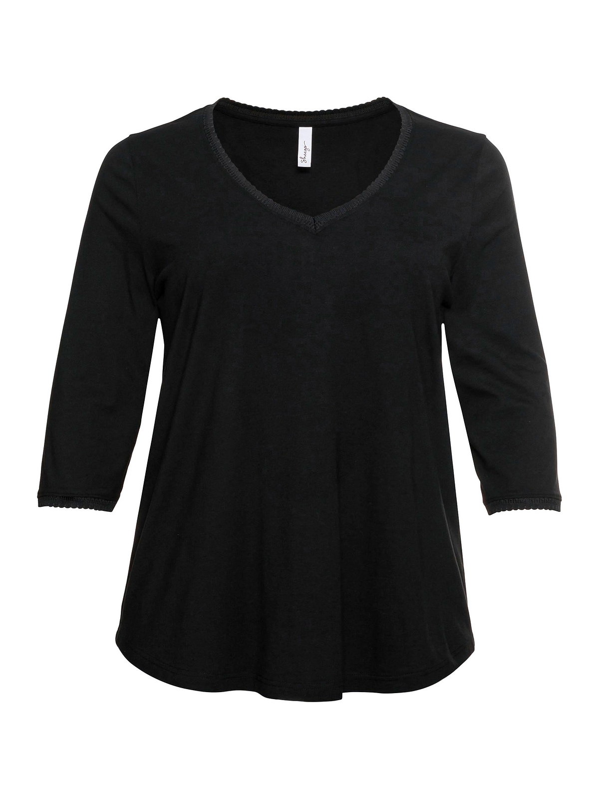 Sheego 3/4-Arm-Shirt »Große für leichter Größen«, mit in | BAUR Bogenkante, bestellen A-Linie
