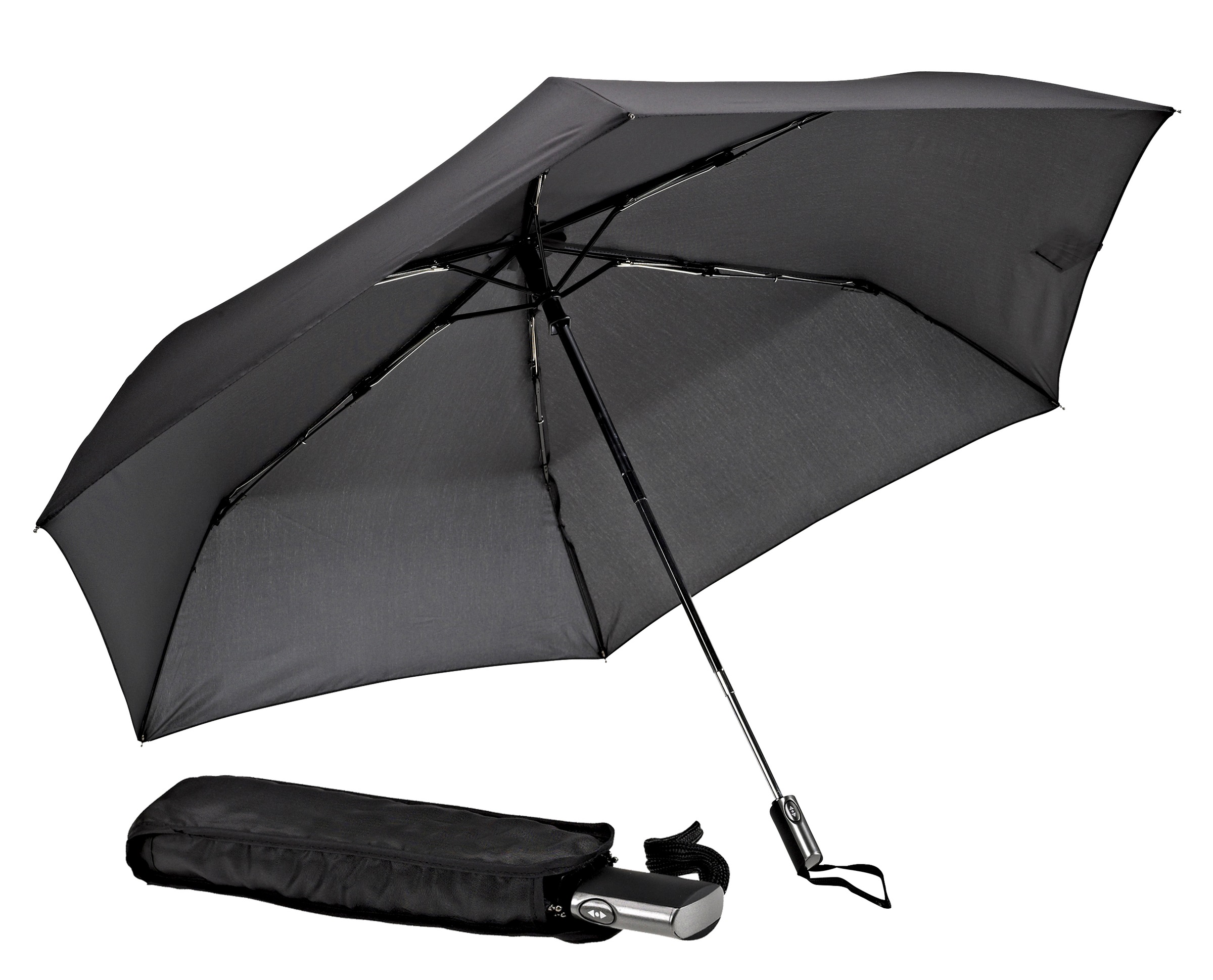 EuroSCHIRM® Taschenregenschirm »Automatik 3224, schwarz«, besonders leicht, extra flach, mit Automatik