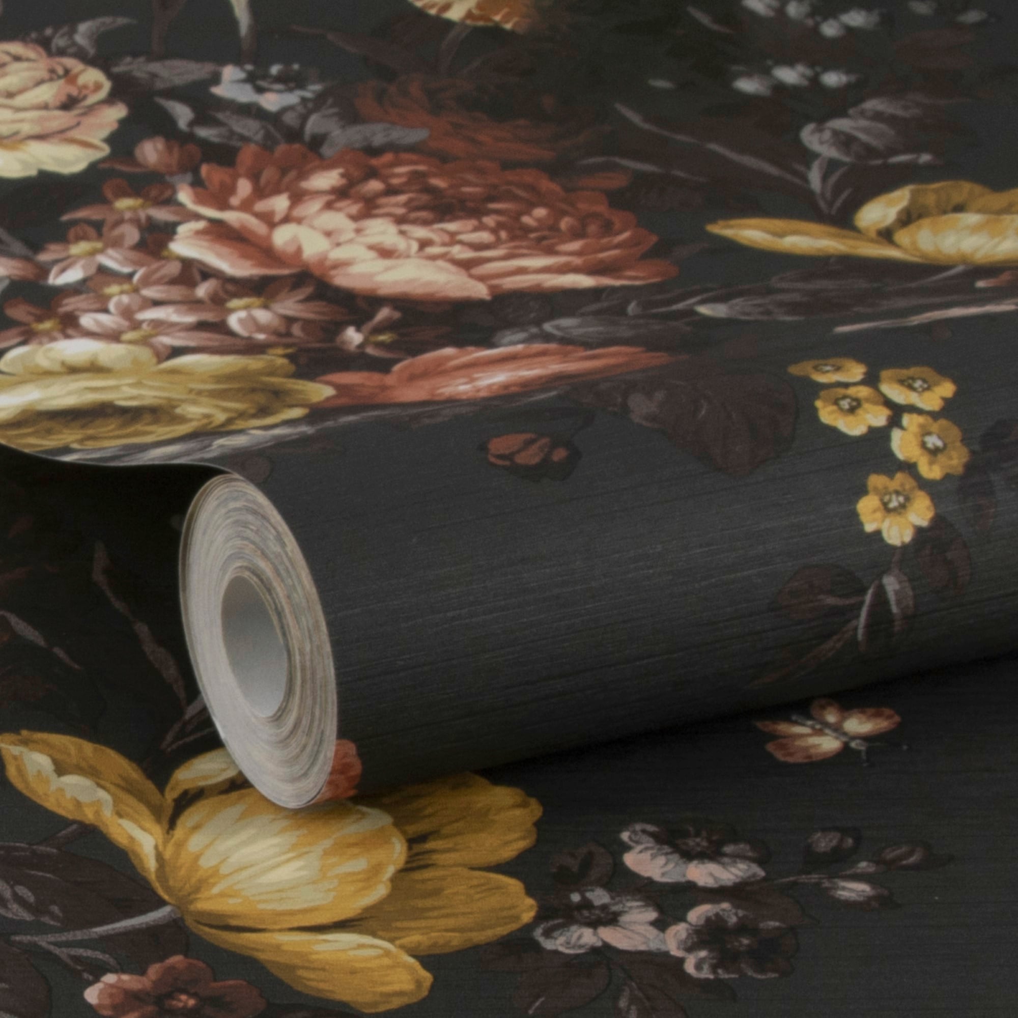 WOW Vliestapete »Bouquet Schwarz«, FSC® zertifiziert, mit lebhaftem Druck, 10 Meter Länge
