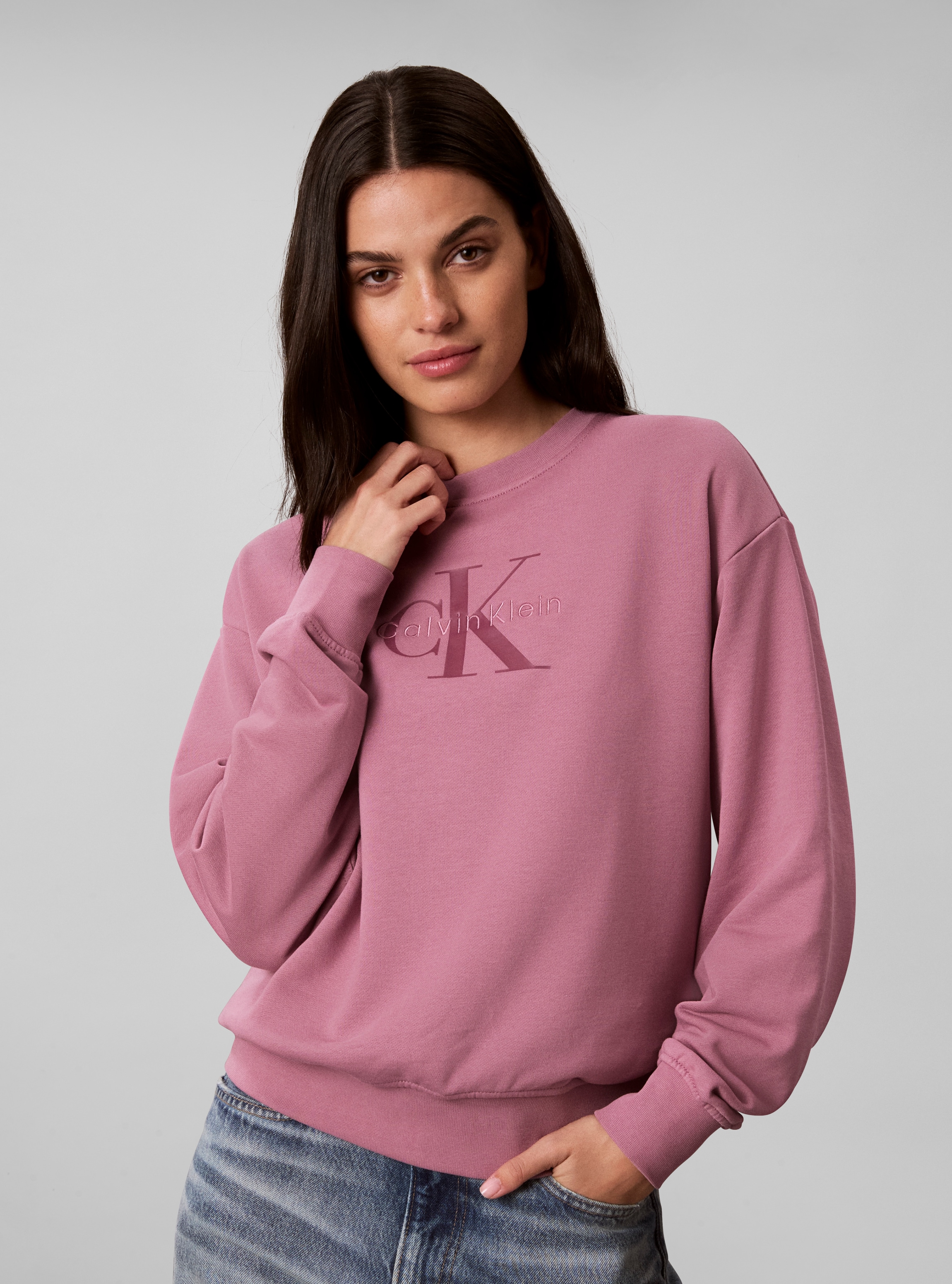Calvin Klein Jeans Sweatshirt "LS MONOLOGO FRENCH TERRY RLXD CR", Logoschriftzug