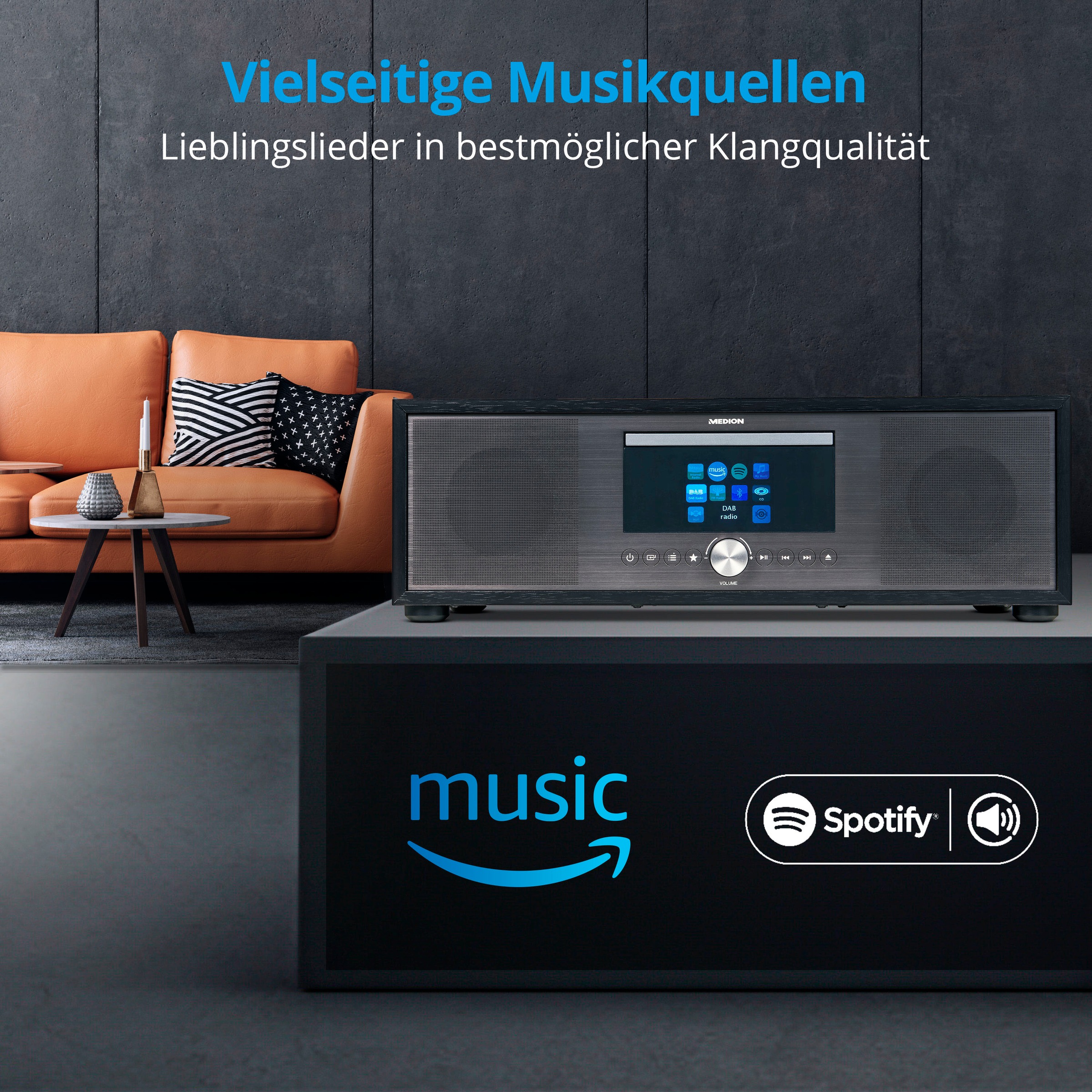 Medion® Internet-Radio »All-In-One Audio System LIFE® P-Serie«, (Bluetooth-LAN (Ethernet)-WLAN Internetradio-Digitalradio (DAB+)-UKW mit RDS-FM-Tuner 80 W)