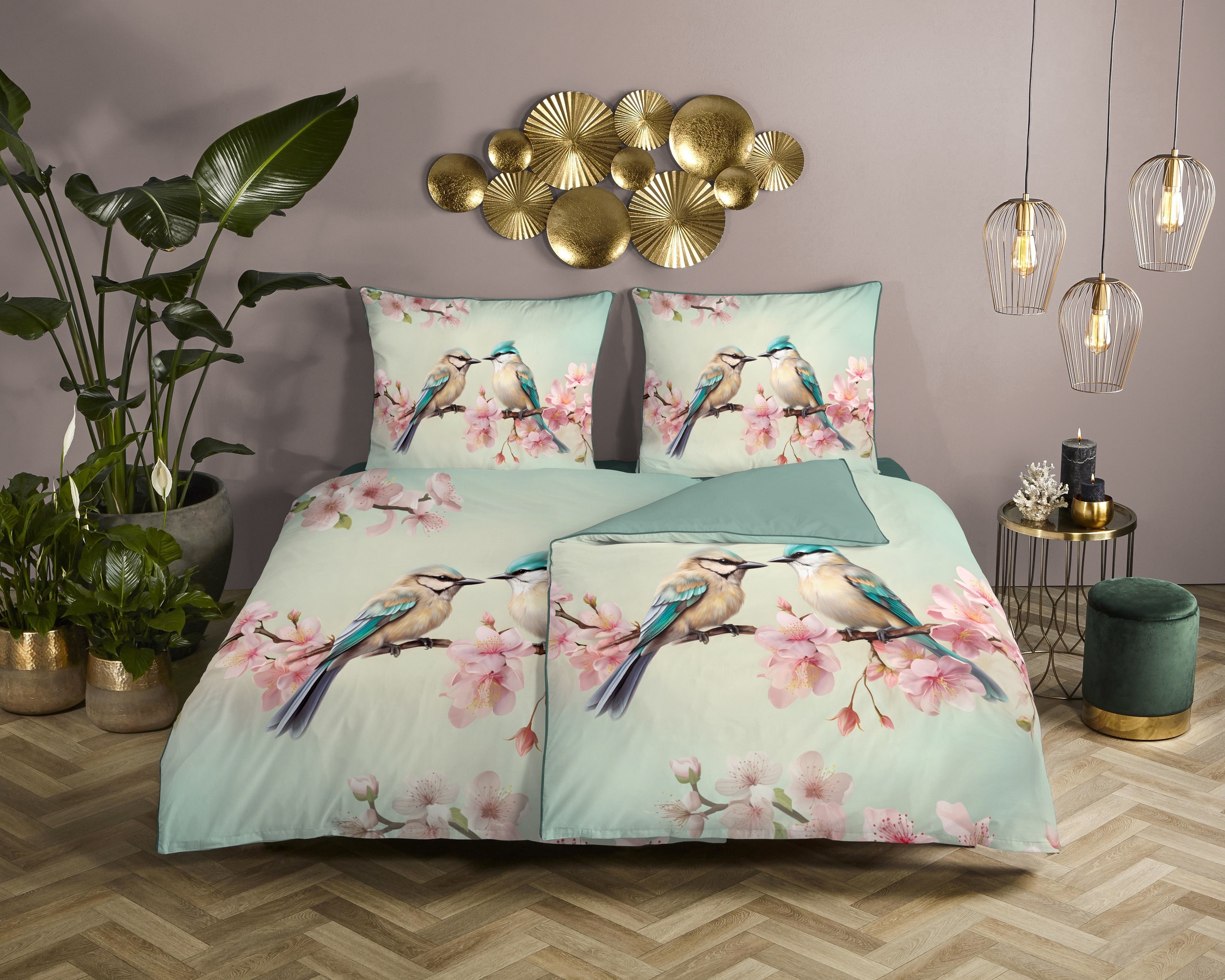 Descanso Wendebettwäsche "Minne" 2 Stk. tlg. Satin, Reißverschluss, Paspel, günstig online kaufen