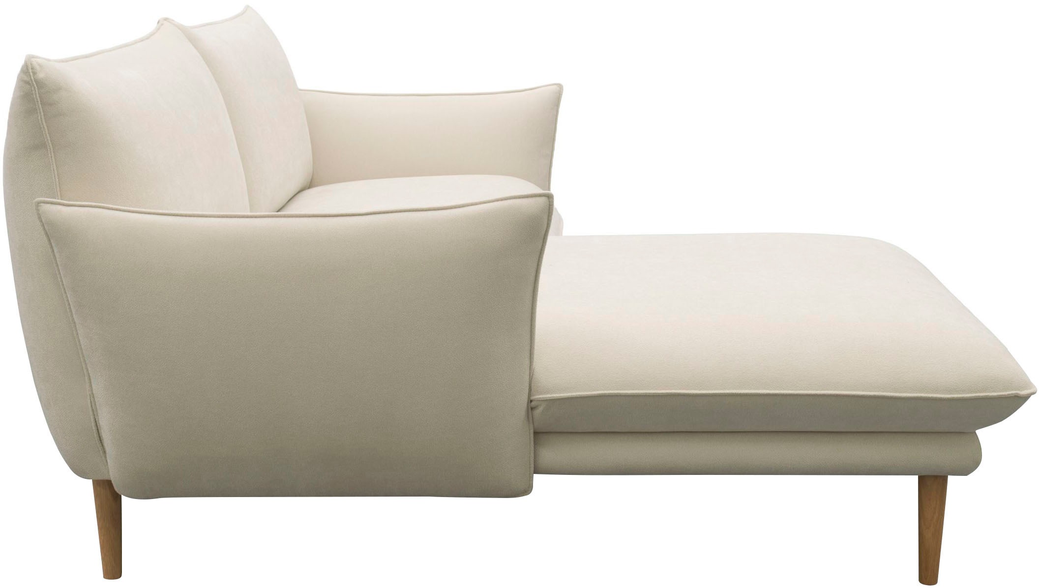 DOMO collection Ecksofa »100 032 kompakte Stellmaße, Breite 200cm, schmale Armlehnen, L-Form«, bodenfrei, 19cm hohe Holzfüße