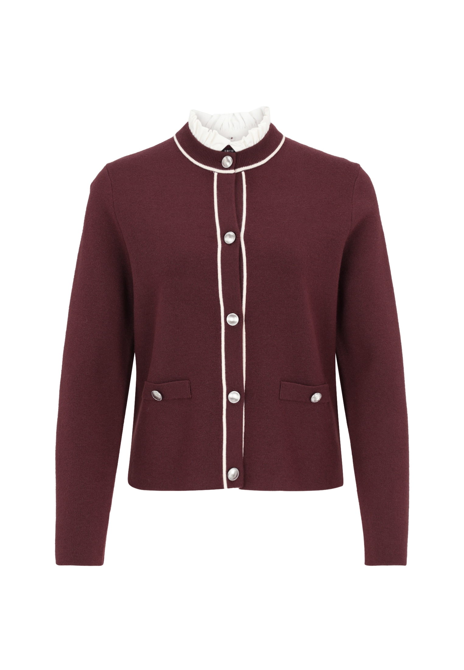 Zero Strickjacke »zero Damen Strickjacke mit Ziertaschen«, Knopfleiste