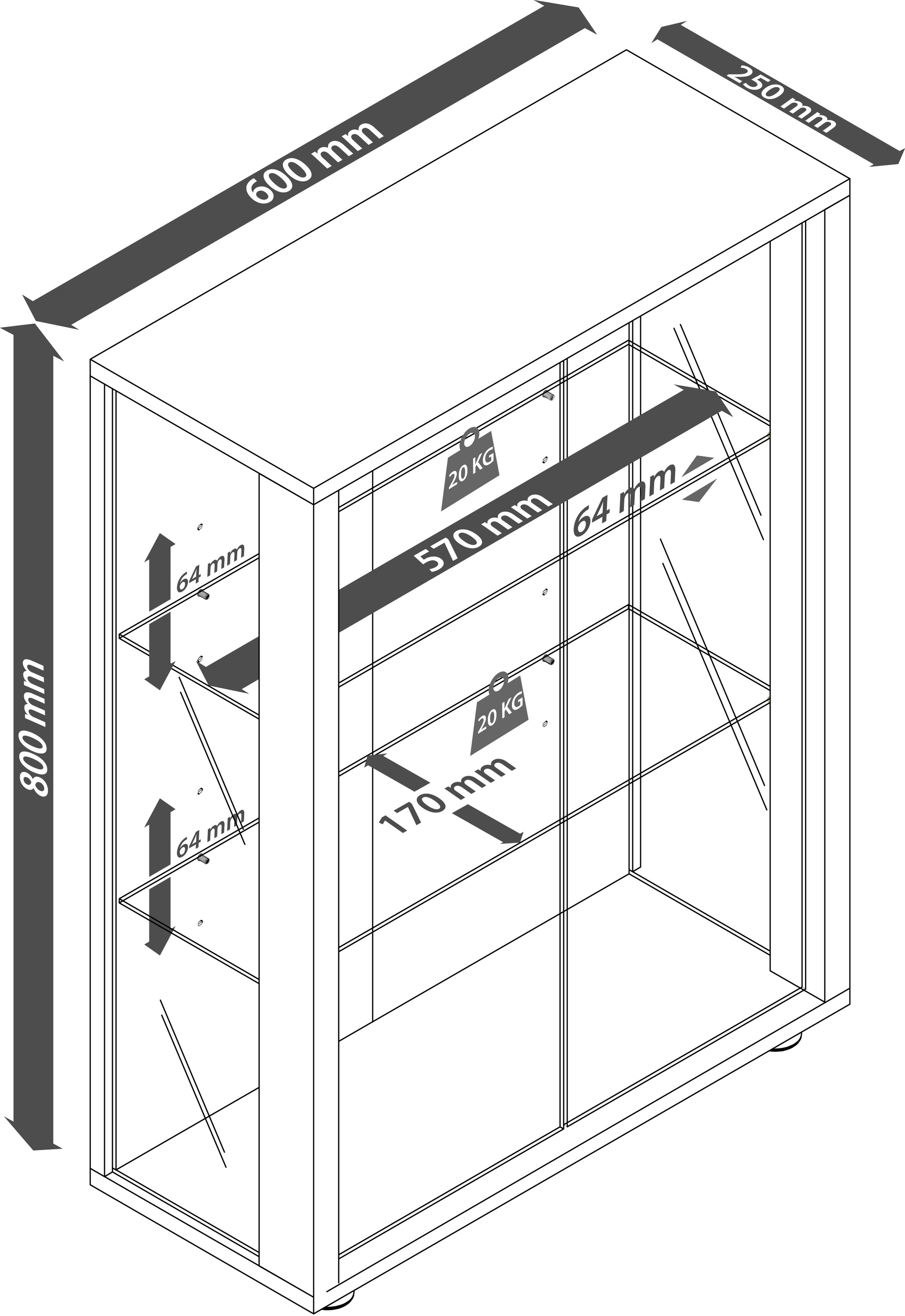 VCM Vitrine »VCM Glasvitrine stehend | Vitrine Glas mit ESG-Sicherheitsglas | Maße ca. H. 80 x B. 60 x T. 25 cm | Standvitrine Glas | Modern und platzsparend | Glas Vitrinenschrank ¿ Sintalo Spiegel«, (1 St.)
