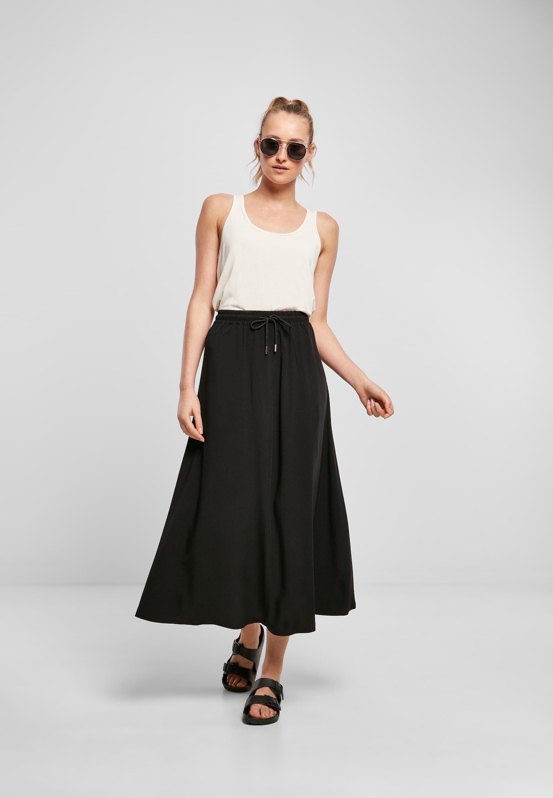 URBAN CLASSICS Jerseyrock »Urban Classics Damen Ladies Viscose Midi Skirt«, (1 tlg.)