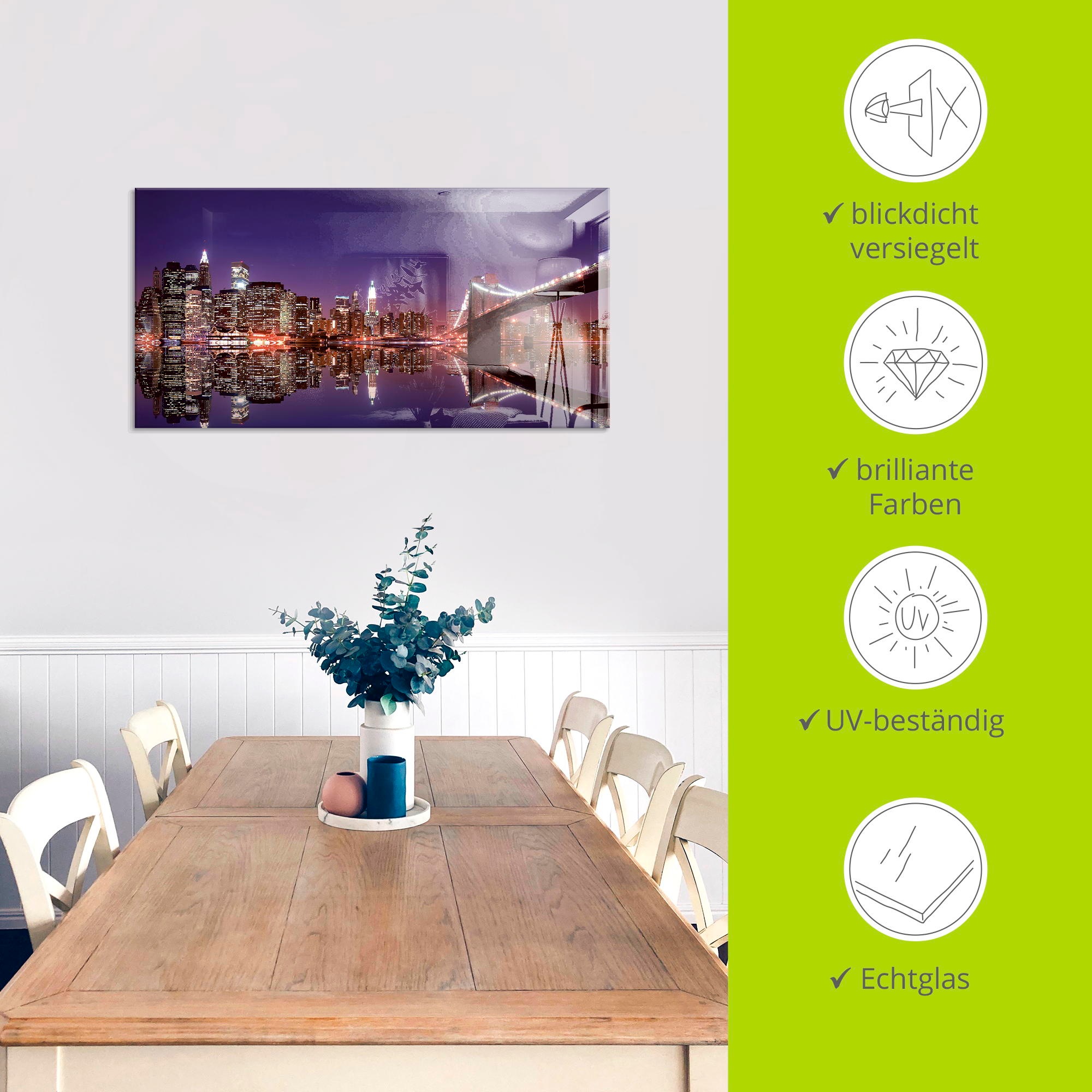 Thumbnail - Artland Glasbild "New York Skyline" Amerika 1 Stk. tlg. in verschiedenen Größen