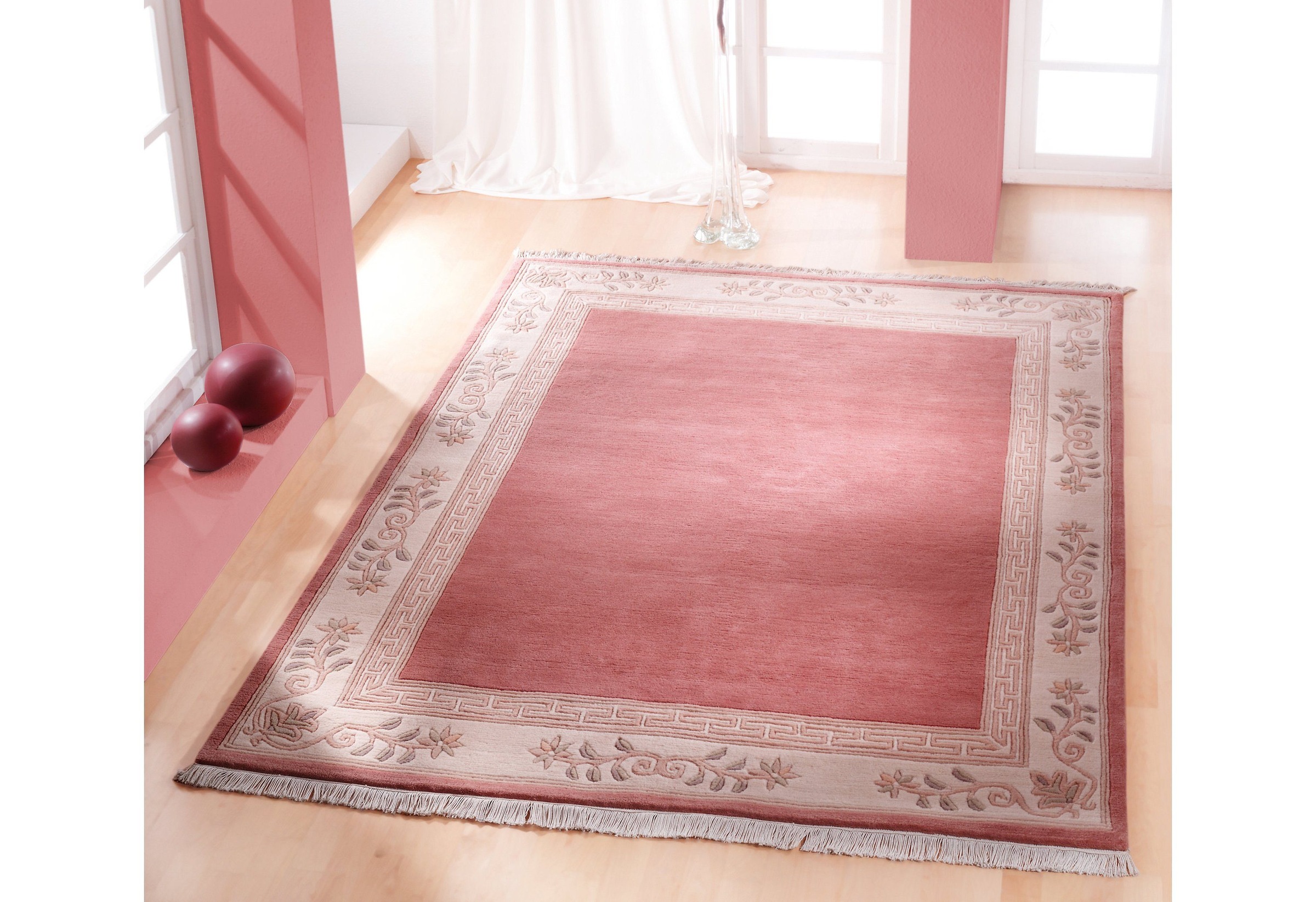 LUXOR living Wollteppich »Adour«, rechteckig, 18 mm Höhe, reine Wolle, handgeknüpft, mit Bordüre und Fransen, Wohnzimmer