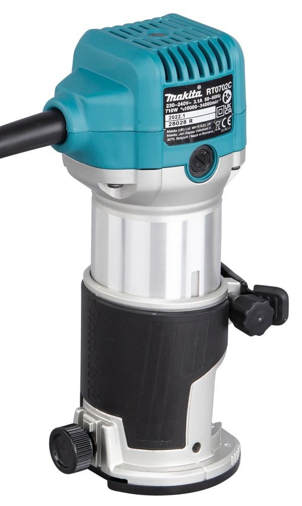 Makita Fräse »Multifunktionsfräse »RT0702CX2J« im Makita Makpac Koffer Gr.4«, (vielseitig einsetzbare Multifunktionsfräse), 710 W, 6/8 mm, Leerlaufdrehzahl; 10000 - 34000 min⁻¹