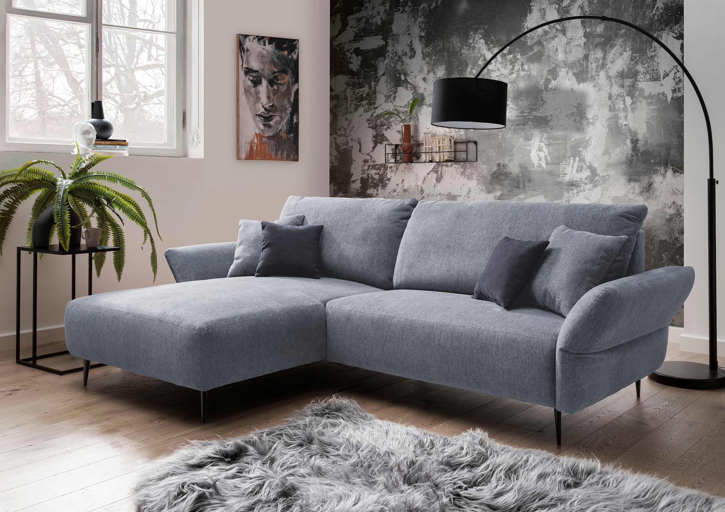 Home affaire Ecksofa "Amarena modern & bequem, verstellbare Armlehnen, L-Form" inklusive Armlehnenverstellfunktion, inkl. 4x Zierkissen