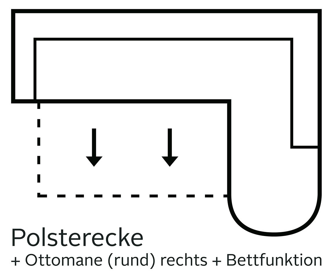 DOMO collection Ecksofa »Papenburg, zeitlose Rückensteppung, elegante Armlehne, L-Form«, mit Ottomane, wahlweise mit Bettfunktion